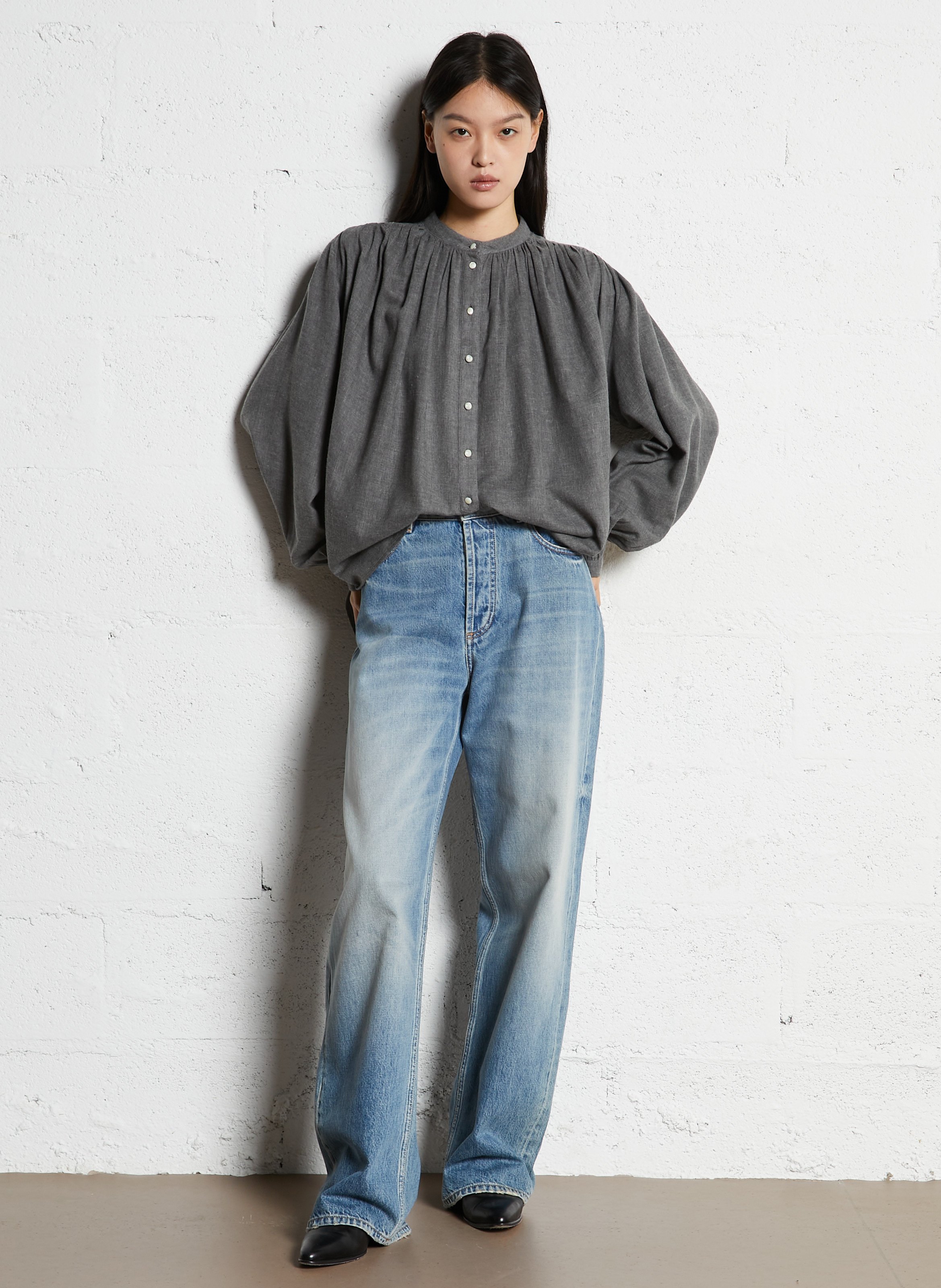 Kurzes Baumwollkleid mit Rundhalsausschnitt LAURENCE BRAS Grau