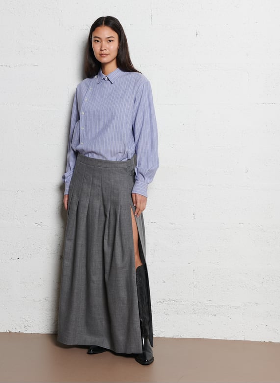 Wollen Rok Wijde geplooide wollen rok Grijs Laurence bras - Dames | Place des ...