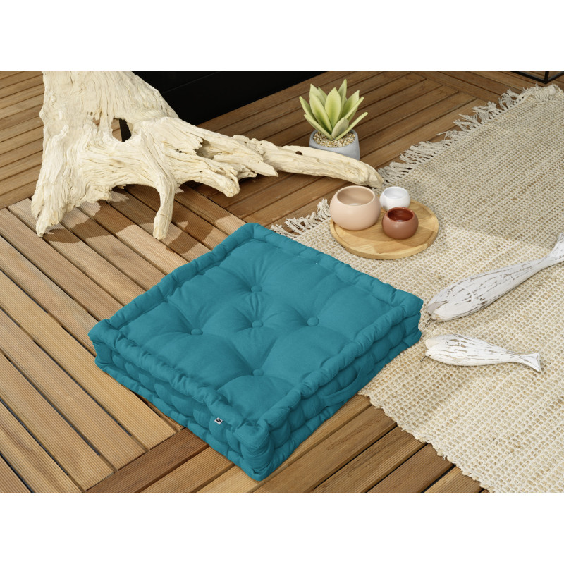 Water-repellent outdoor floor cushion L'EFFET PAPILLON Yellow