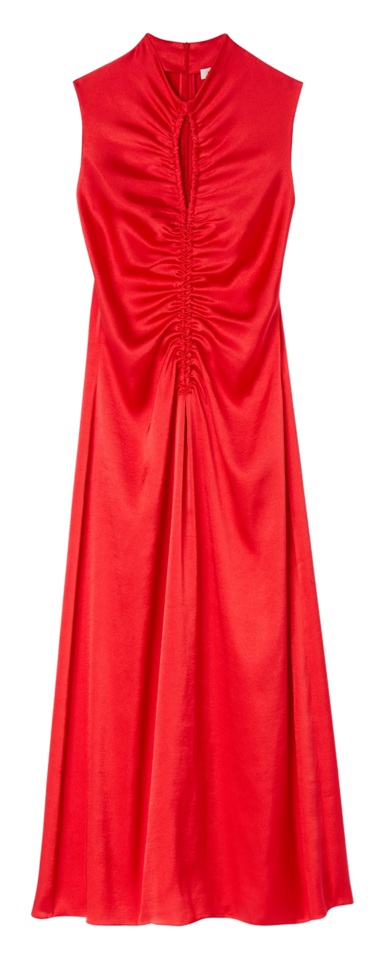 Robe longue col rond satinée SANDRO Rouge