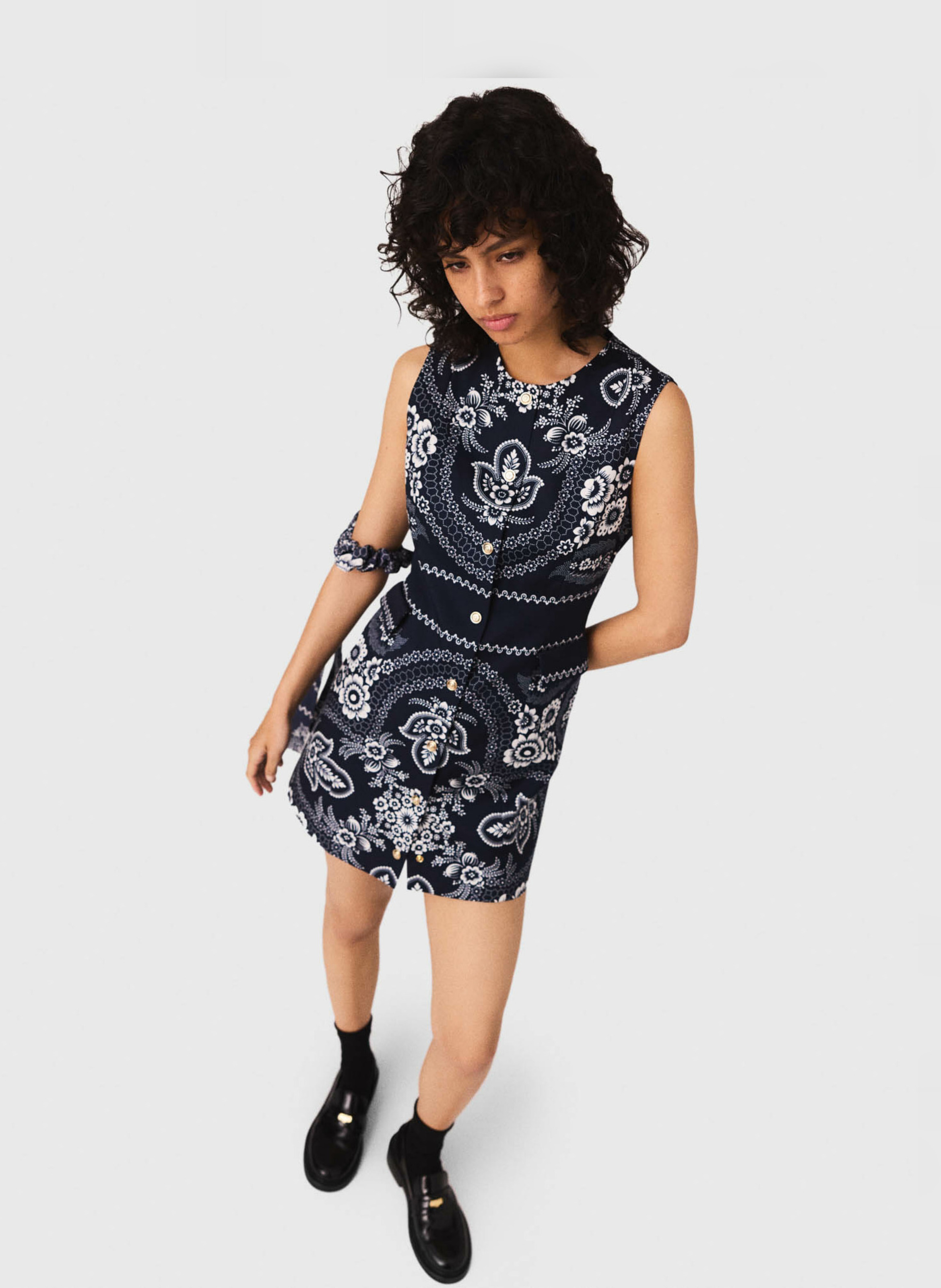 Short round-neck dress with graphic pattern MAJE Blue