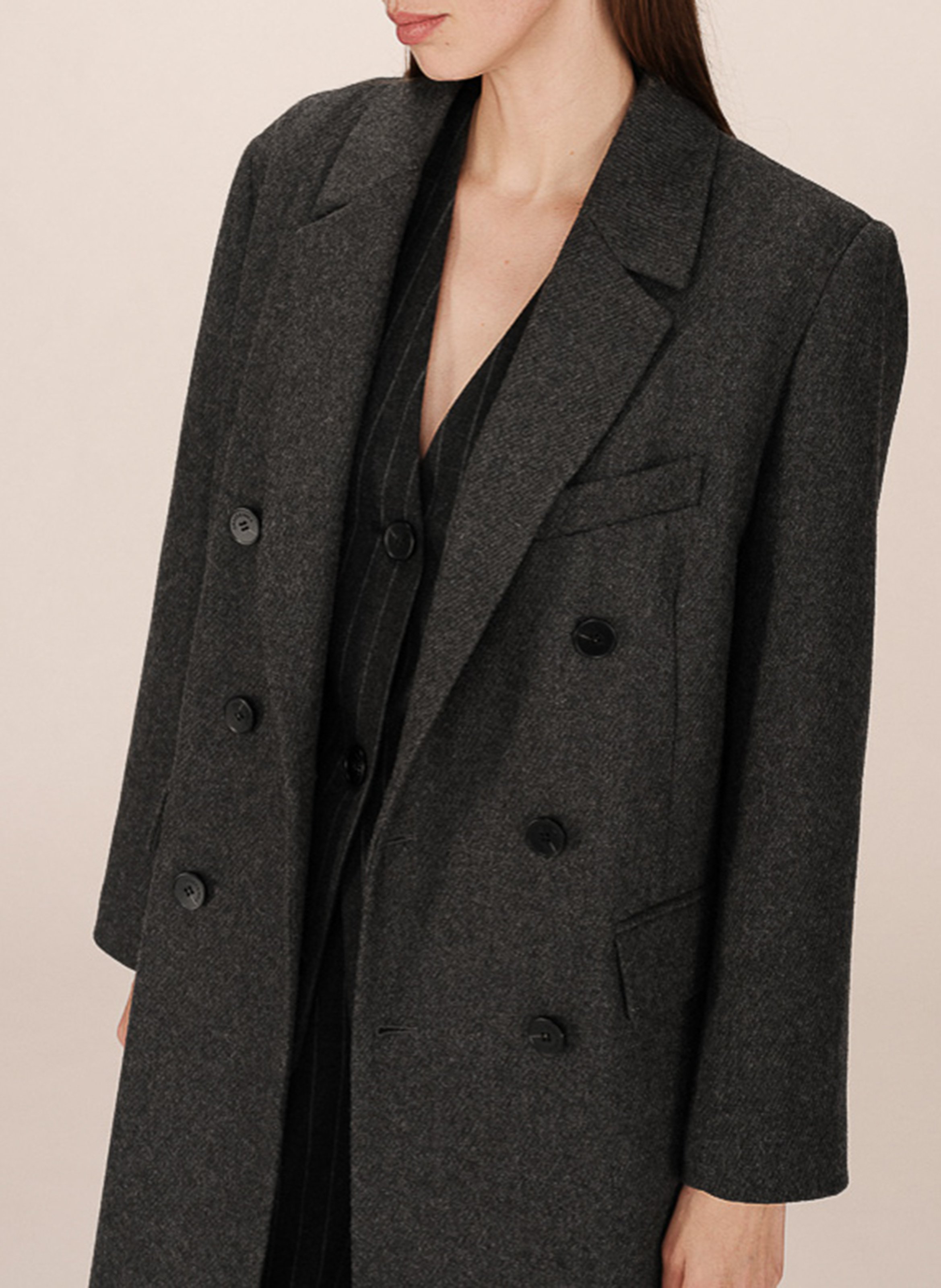 Oversized wool-blend coat with tailored collar GRACE ET MILA Grey