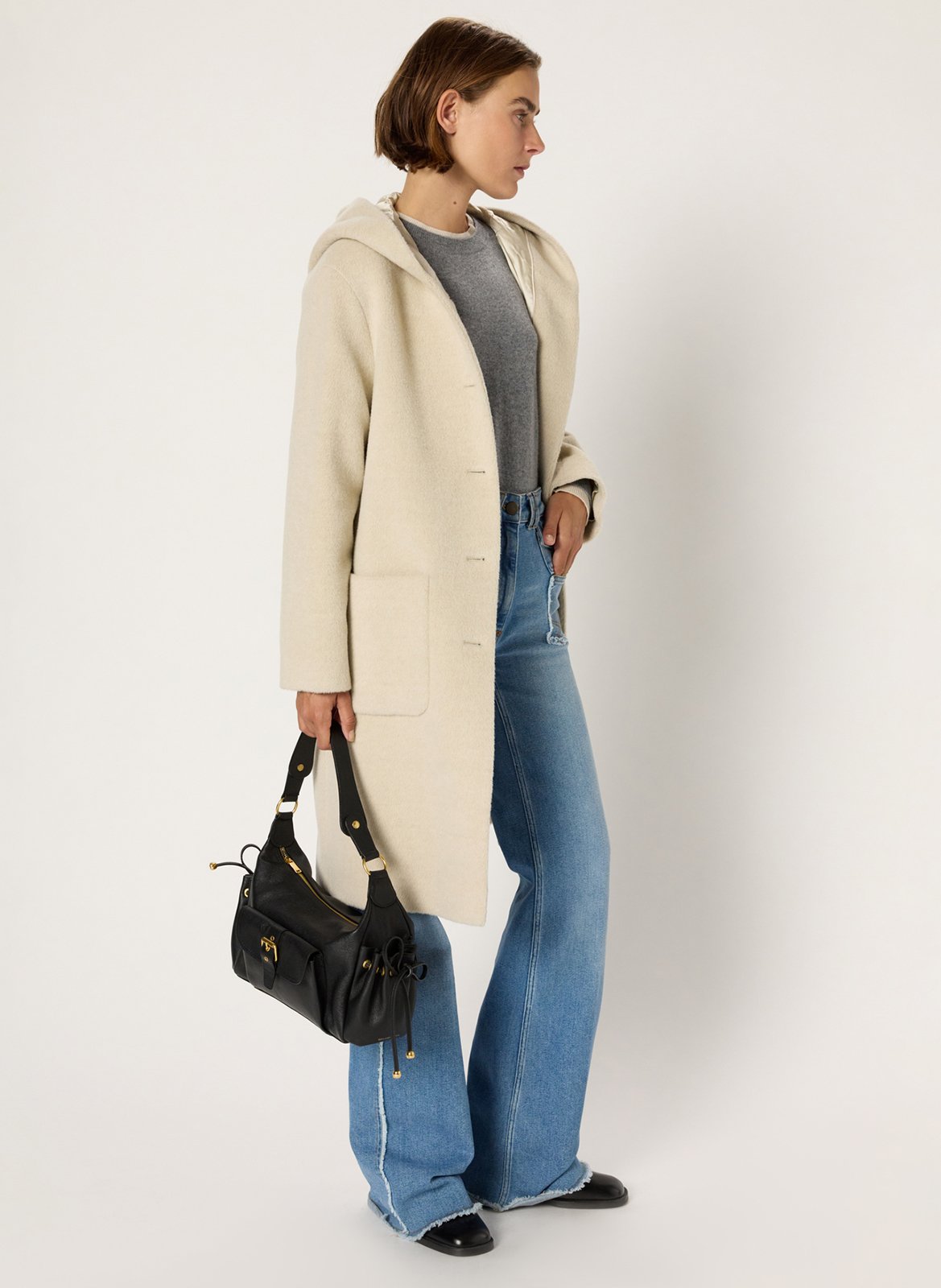 Jas met capuchon en gemengde wol GERARD DAREL Beige