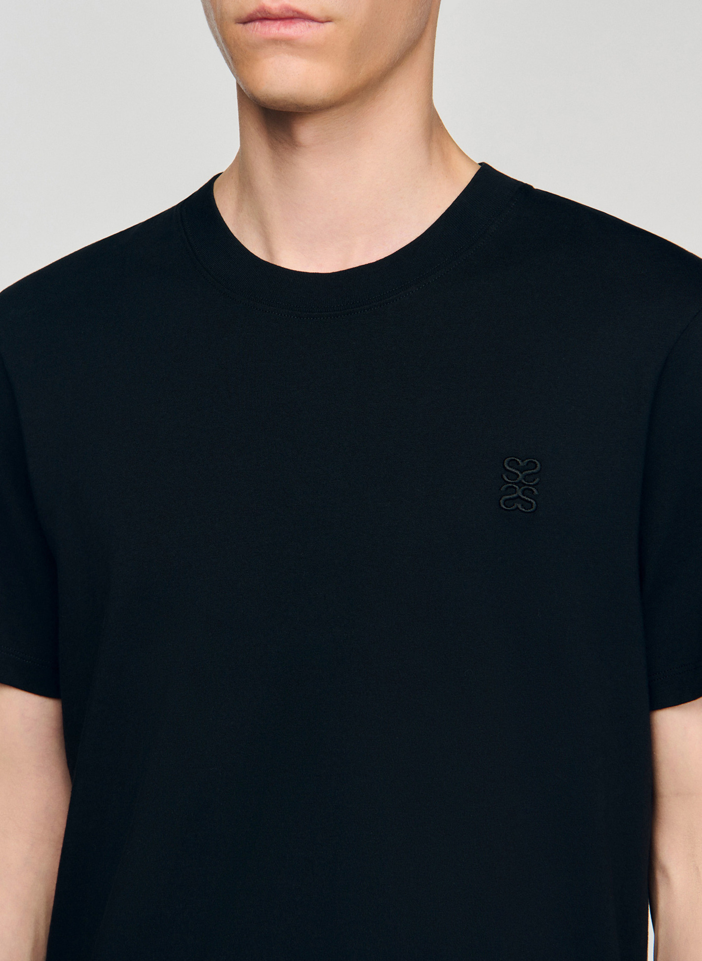 Round neck cotton t-shirt SANDRO Black