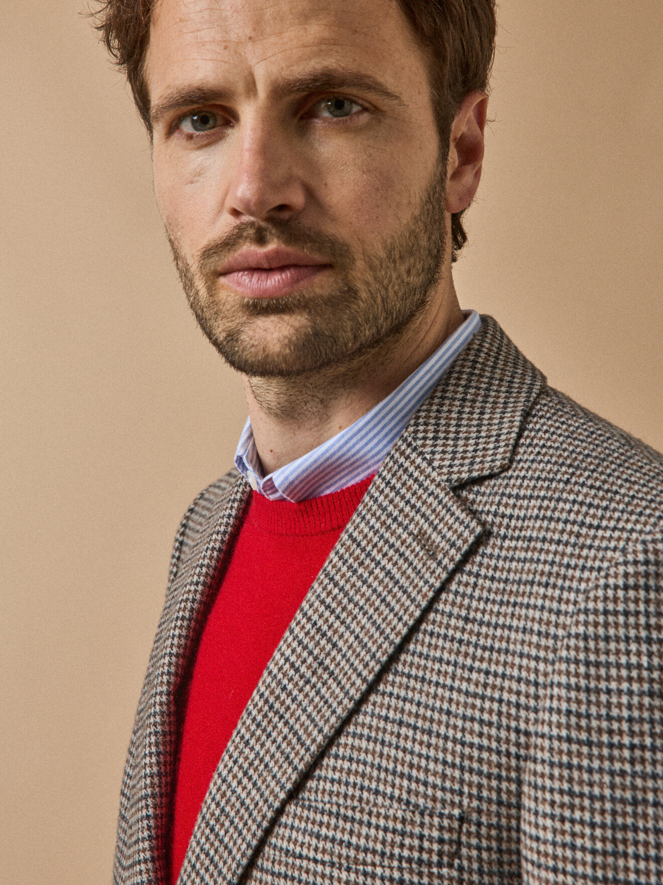 Houndstooth wool blazer CYRILLUS Brown