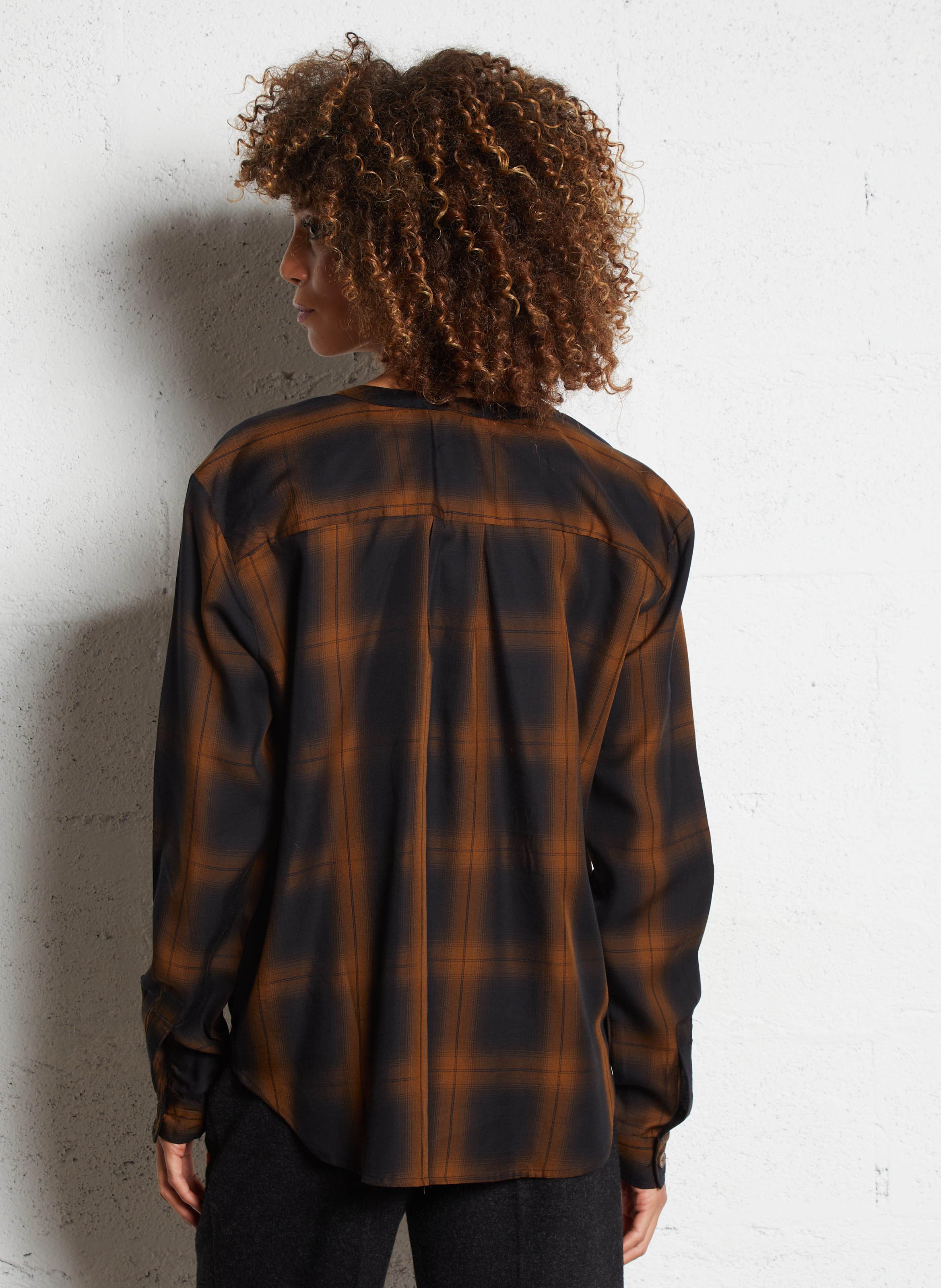 Loose checkered tunic blouse SEE U SOON Black