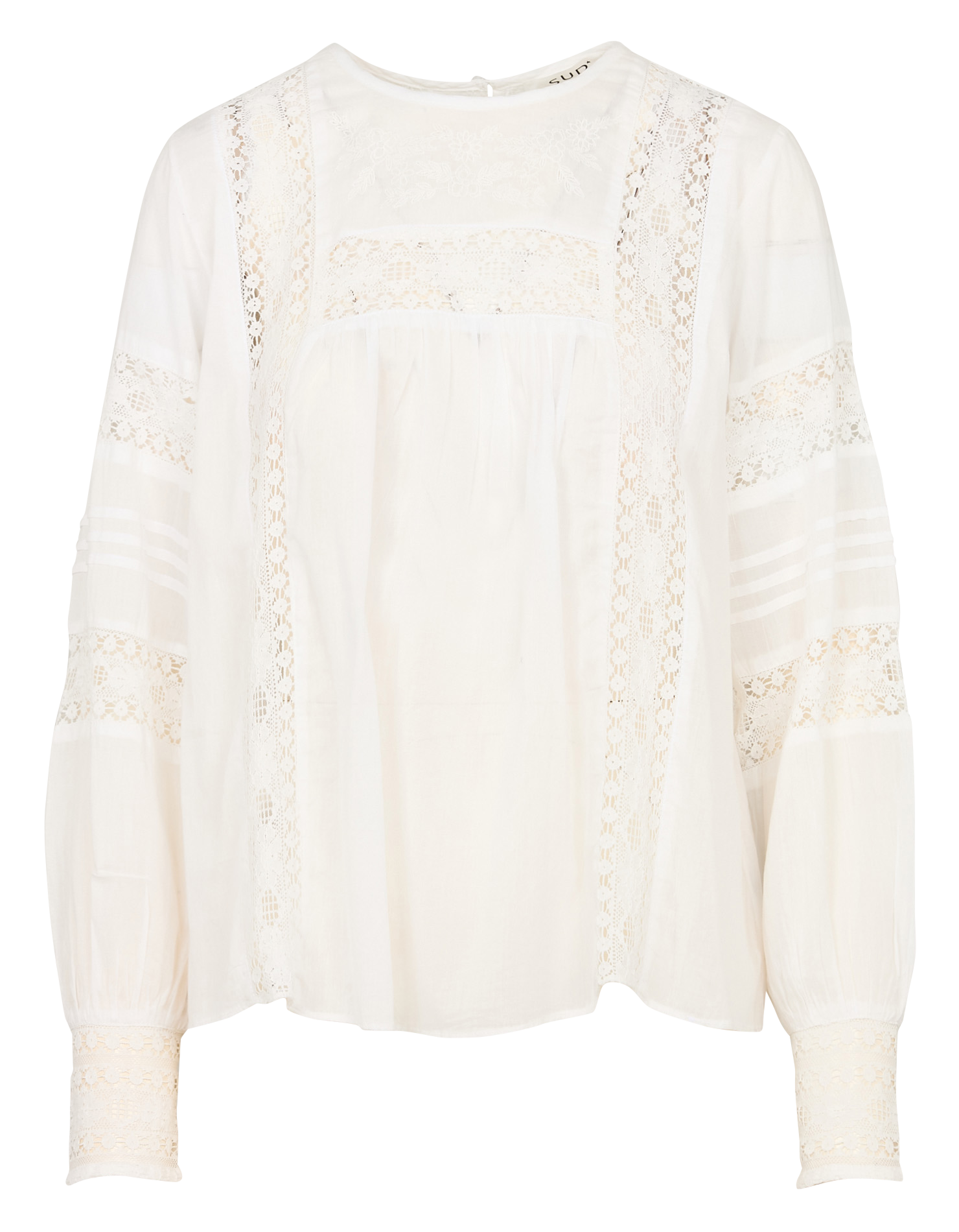 Chemise droite unie en dentelle  SUD EXPRESS Blanc