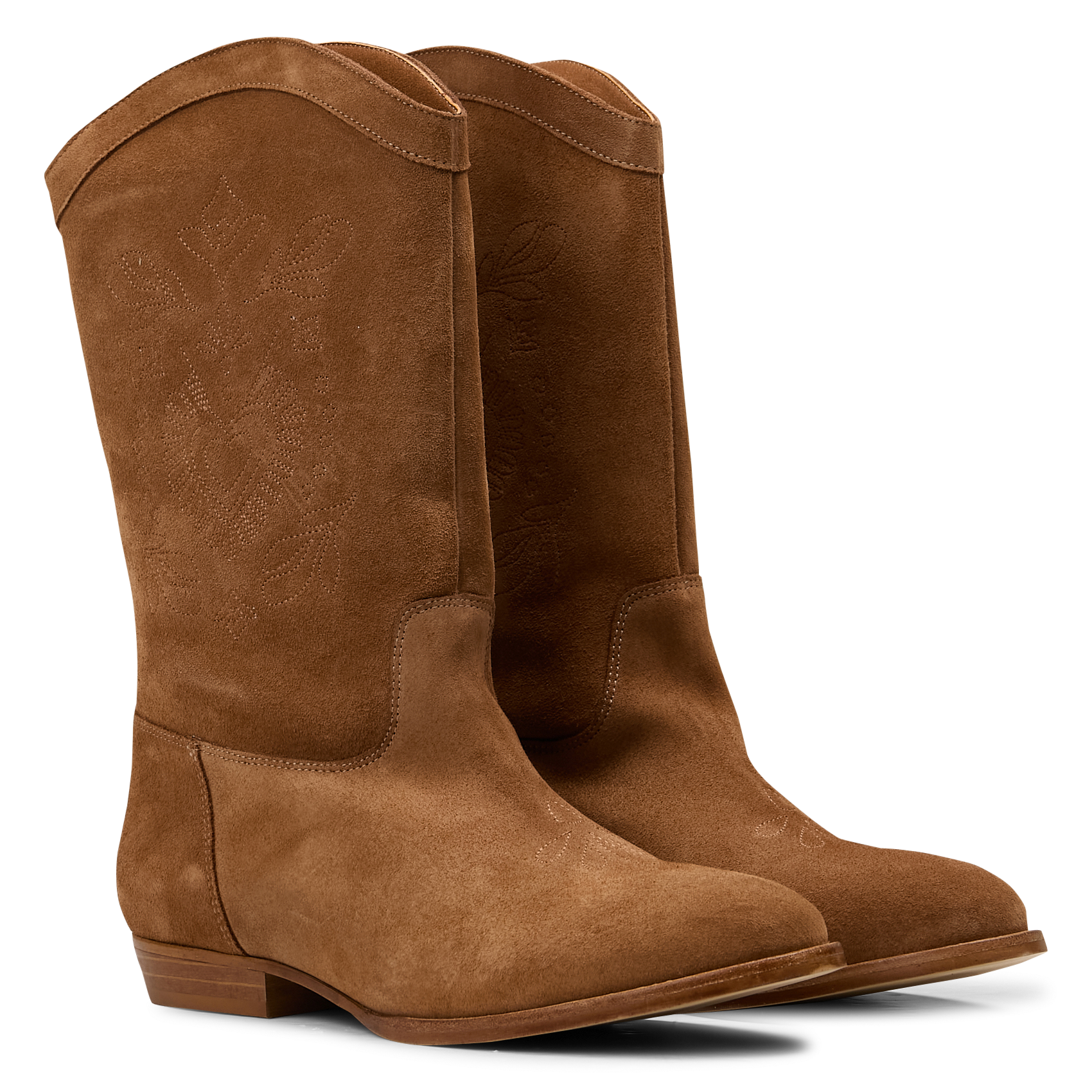 Suede cowboy boots I CODE Brown