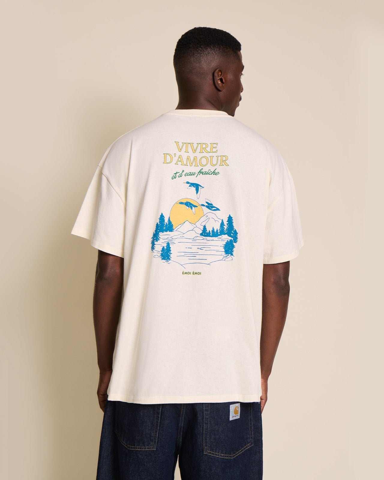 Le t-shirt vivre d'amour et d'eau fraîche en coton bio EMOI EMOI Blanc