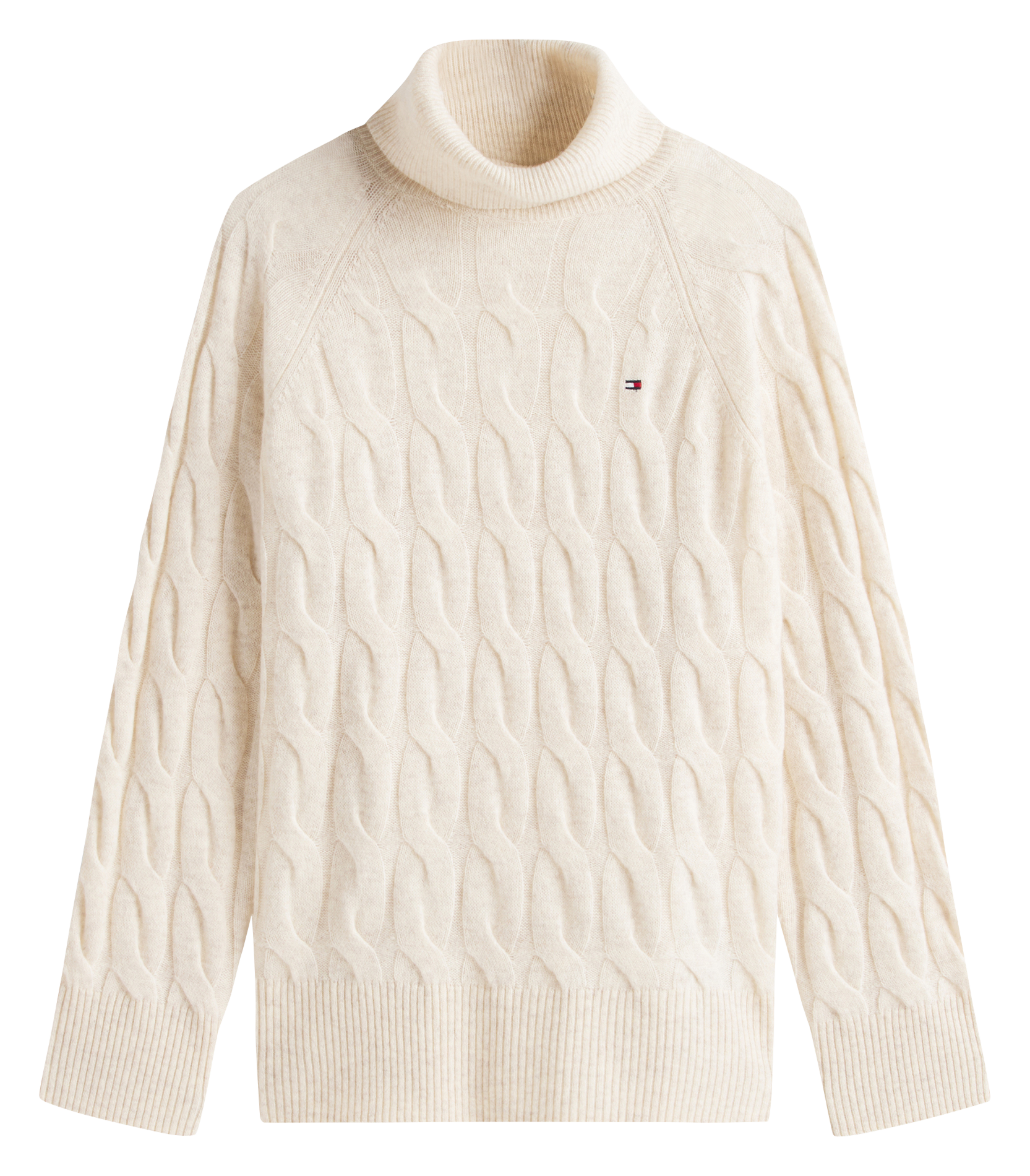 Pull col roulé en maille tressée TOMMY HILFIGER Blanc