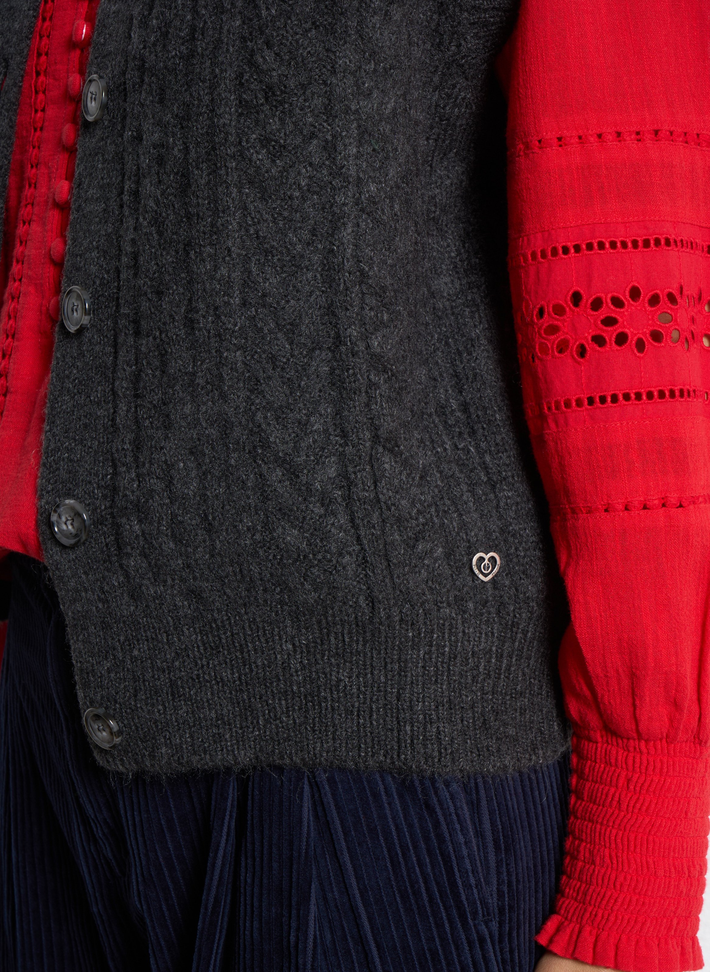 Oversize Rundhalsausschnitt Weste Grau