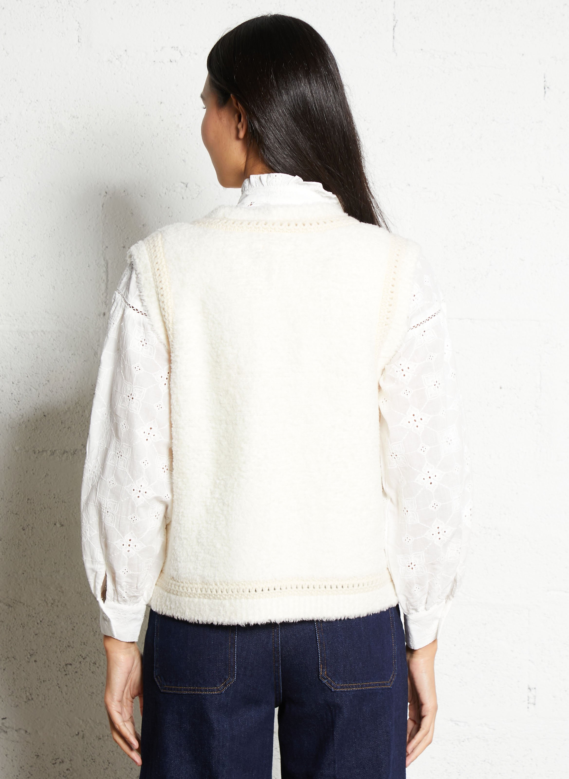 Pull droit col rond en laine mélangée MAISON 123 Beige