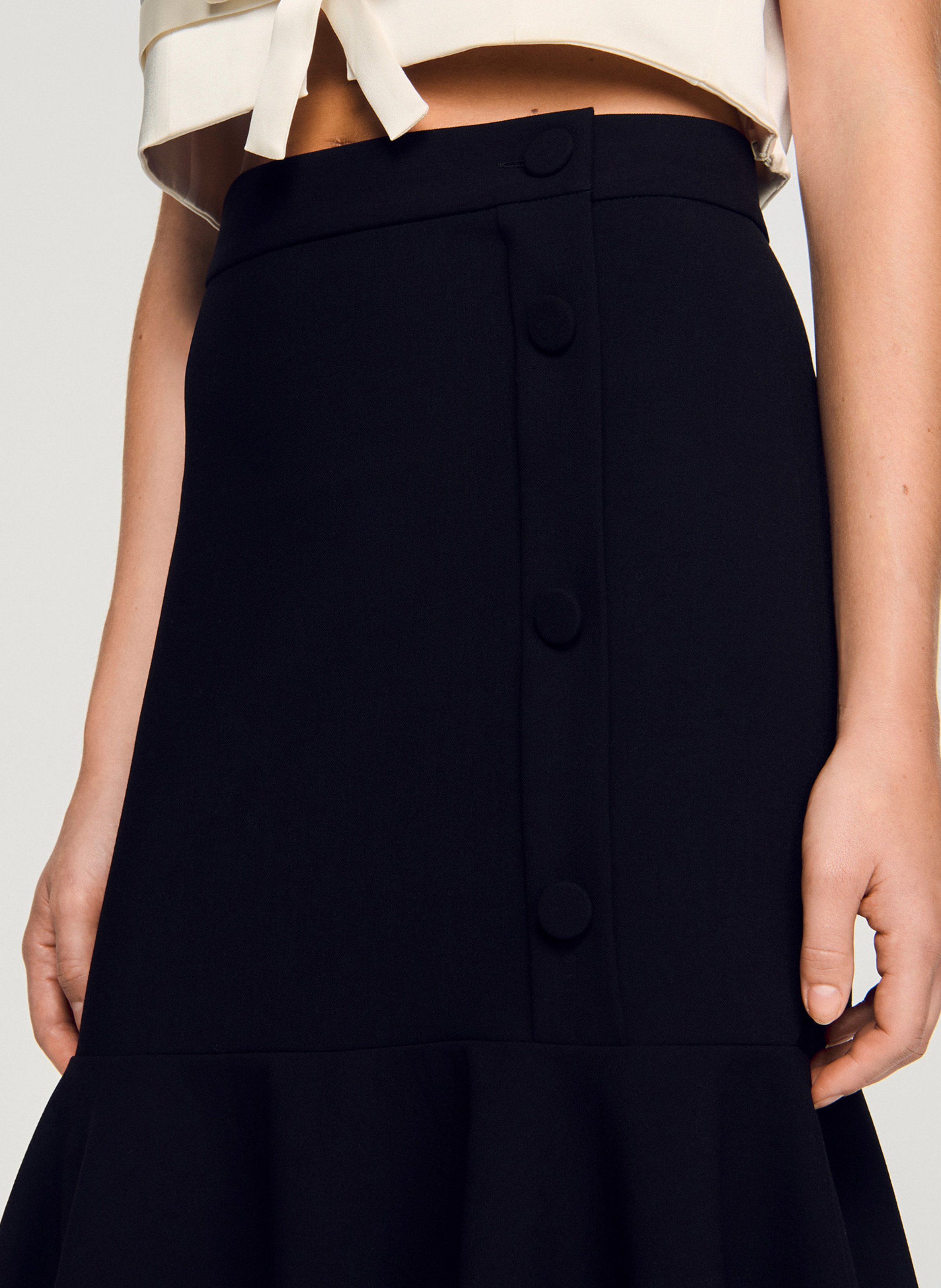 Jupe longue évasée et volantée SANDRO Noir