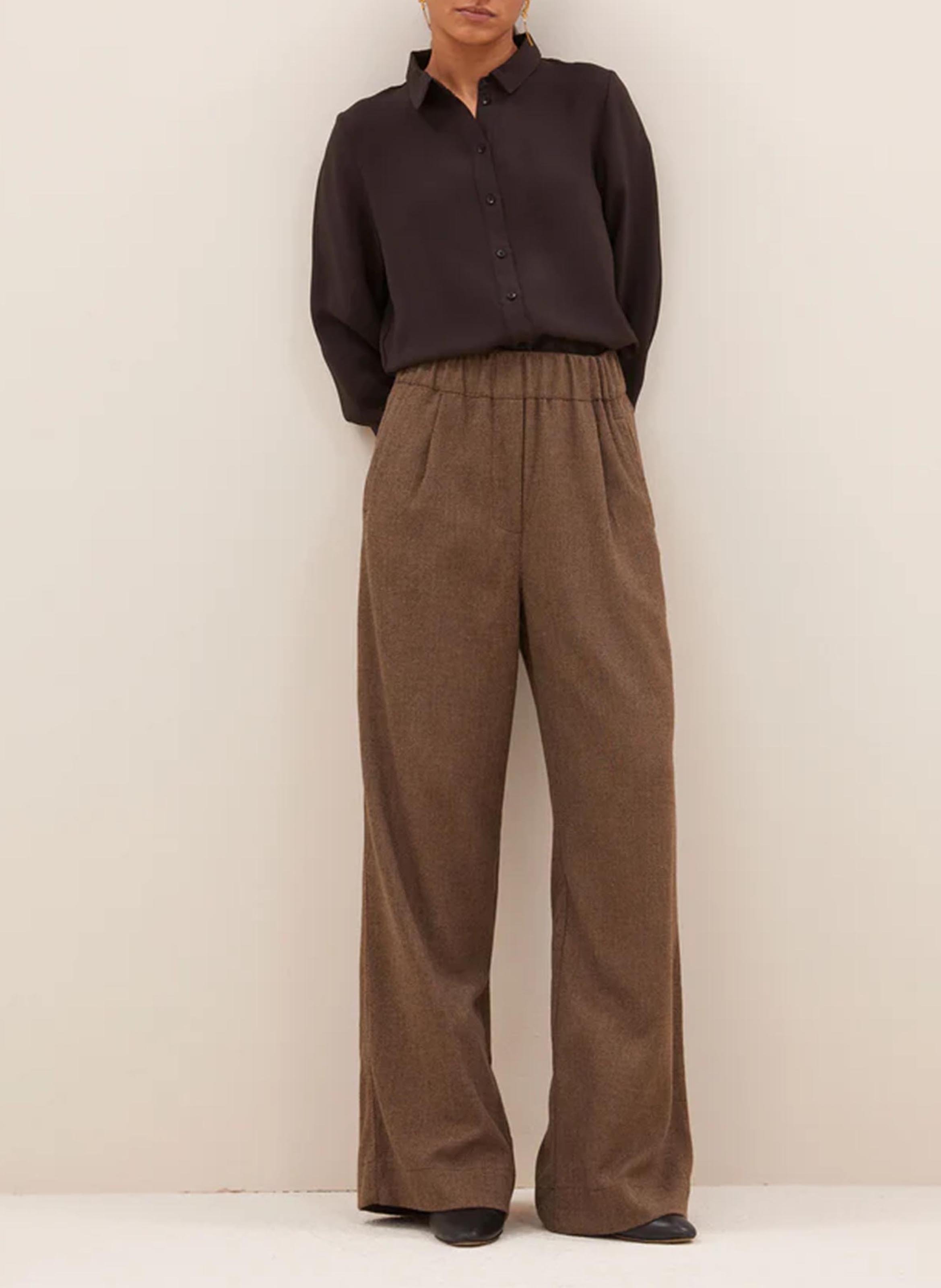 Elasticated wide-leg trousers BY BAR Brown