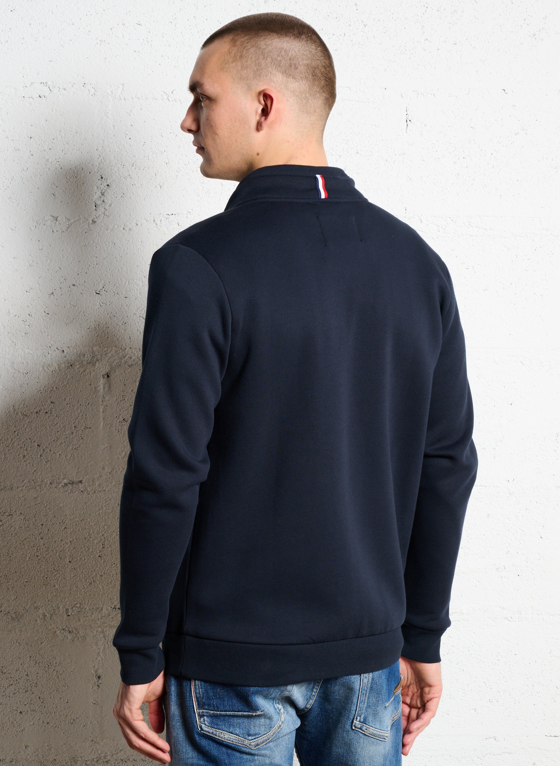 Cotton-blend sweater with zip-up neck LE TEMPS DES CERISES Blue