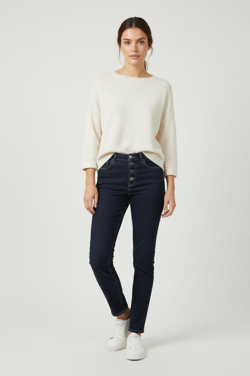 Cropped slim jeans with studs BALZAC PARIS - Seconde Main Blue