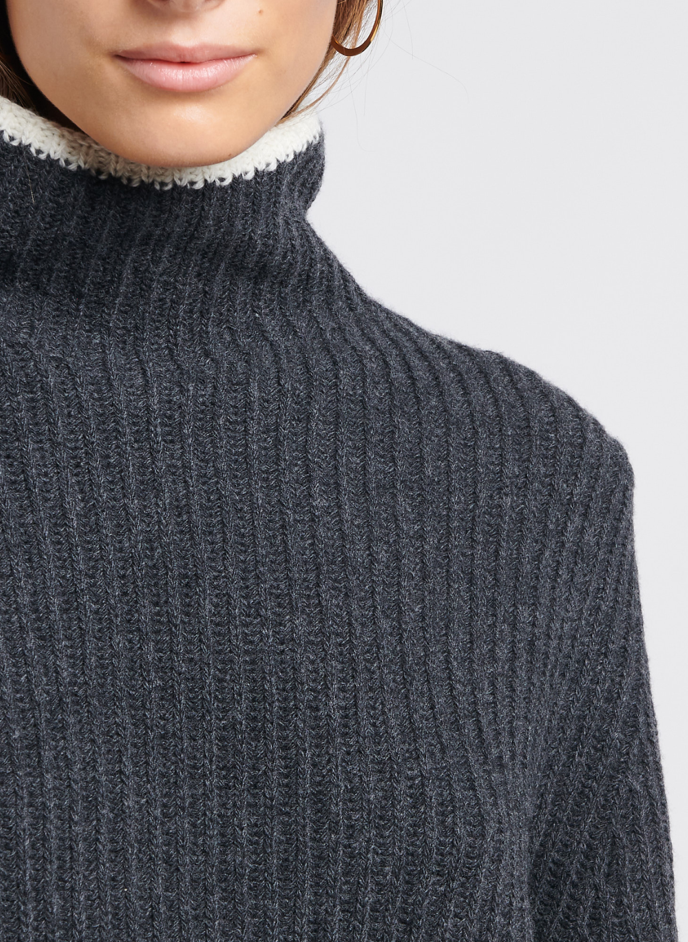 Lange jas van wolmix met opstaande kraag THEORY Grijs