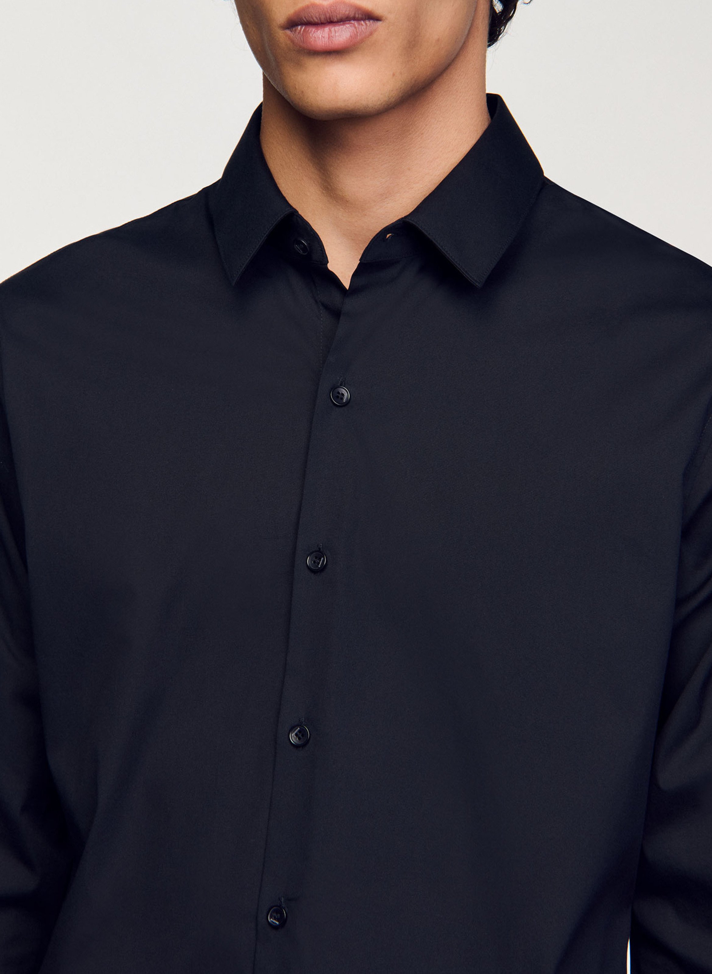Chemise droite en coton mélangé SANDRO Noir