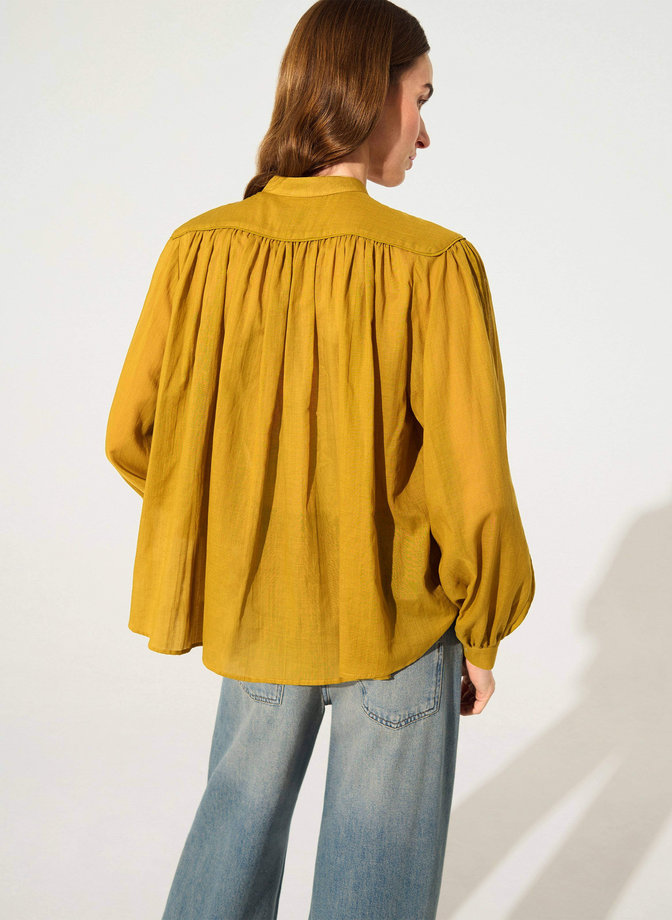 Round-neck cotton blouse COTELAC Yellow