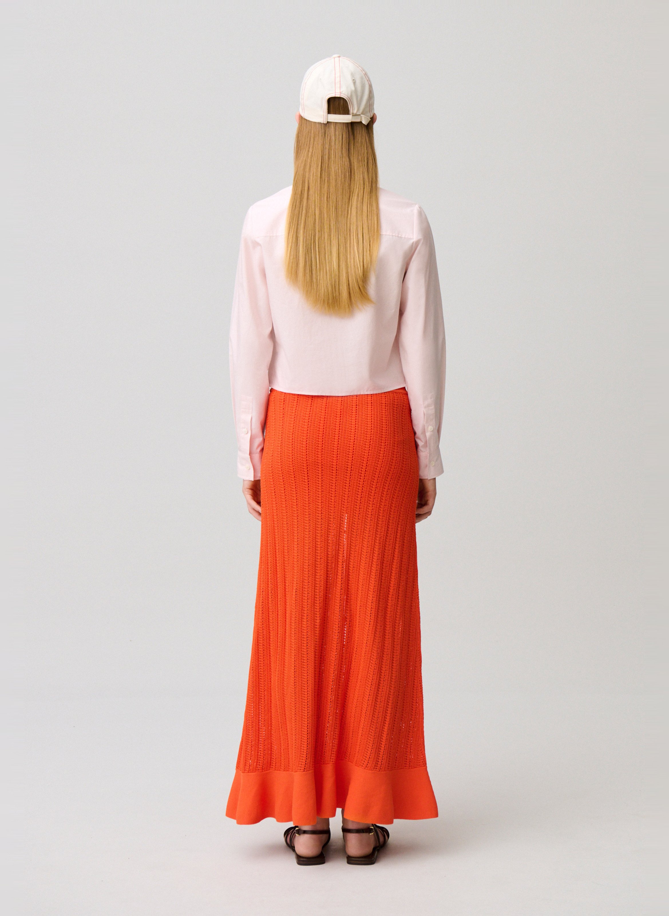 Jupe longue en crochet CLAUDIE PIERLOT Orange
