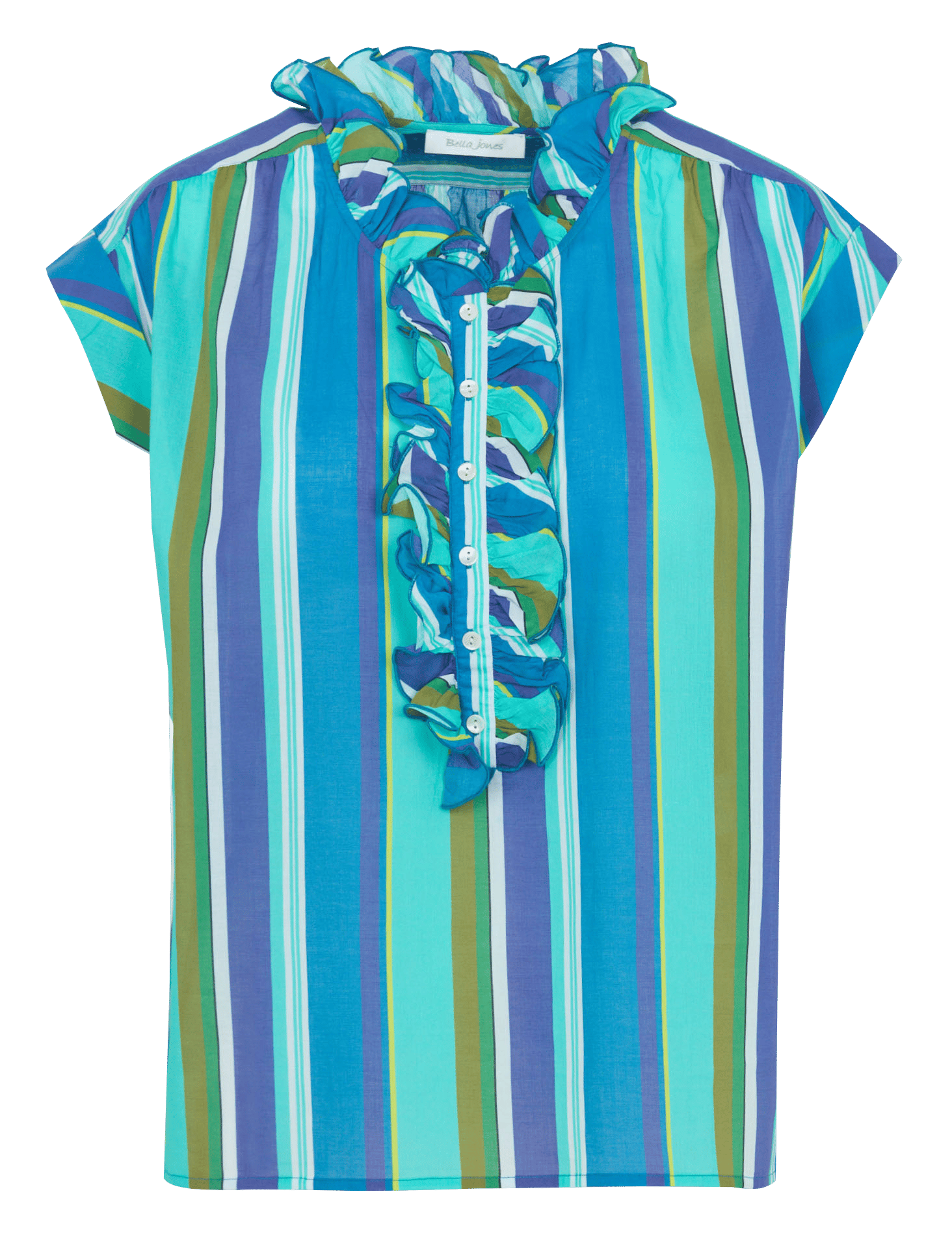 Rechte blouse van gestreept katoen BELLA JONES Blauw