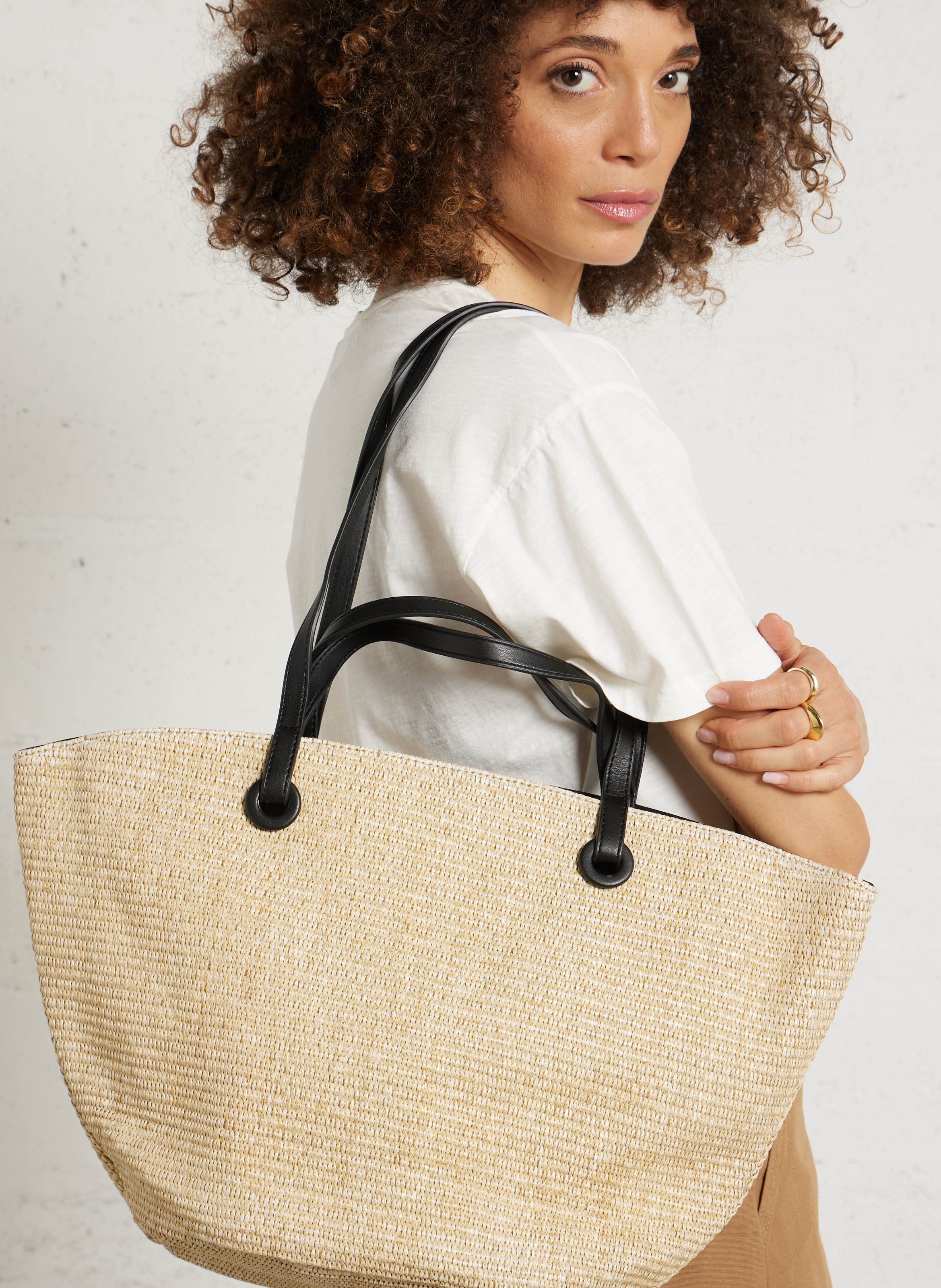 Raffia tote bag AU PRINTEMPS PARIS Beige