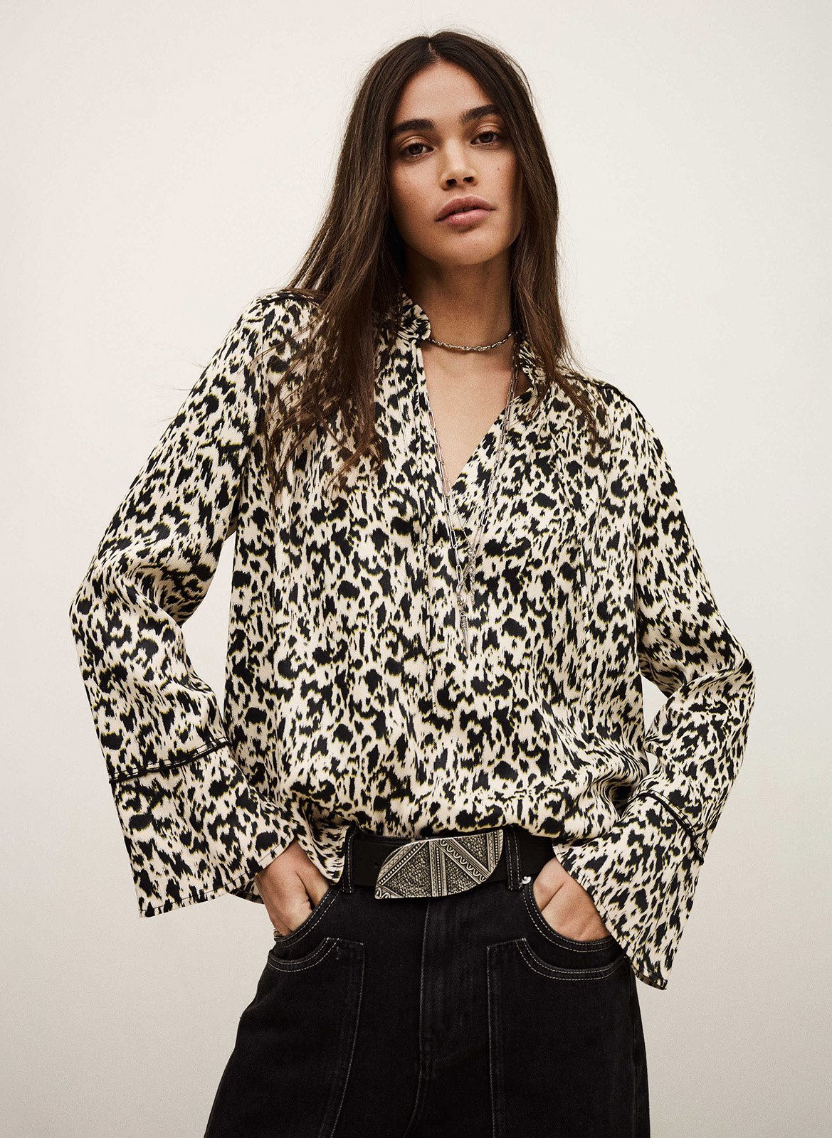 Printed jacket with round neck BA&SH Beige