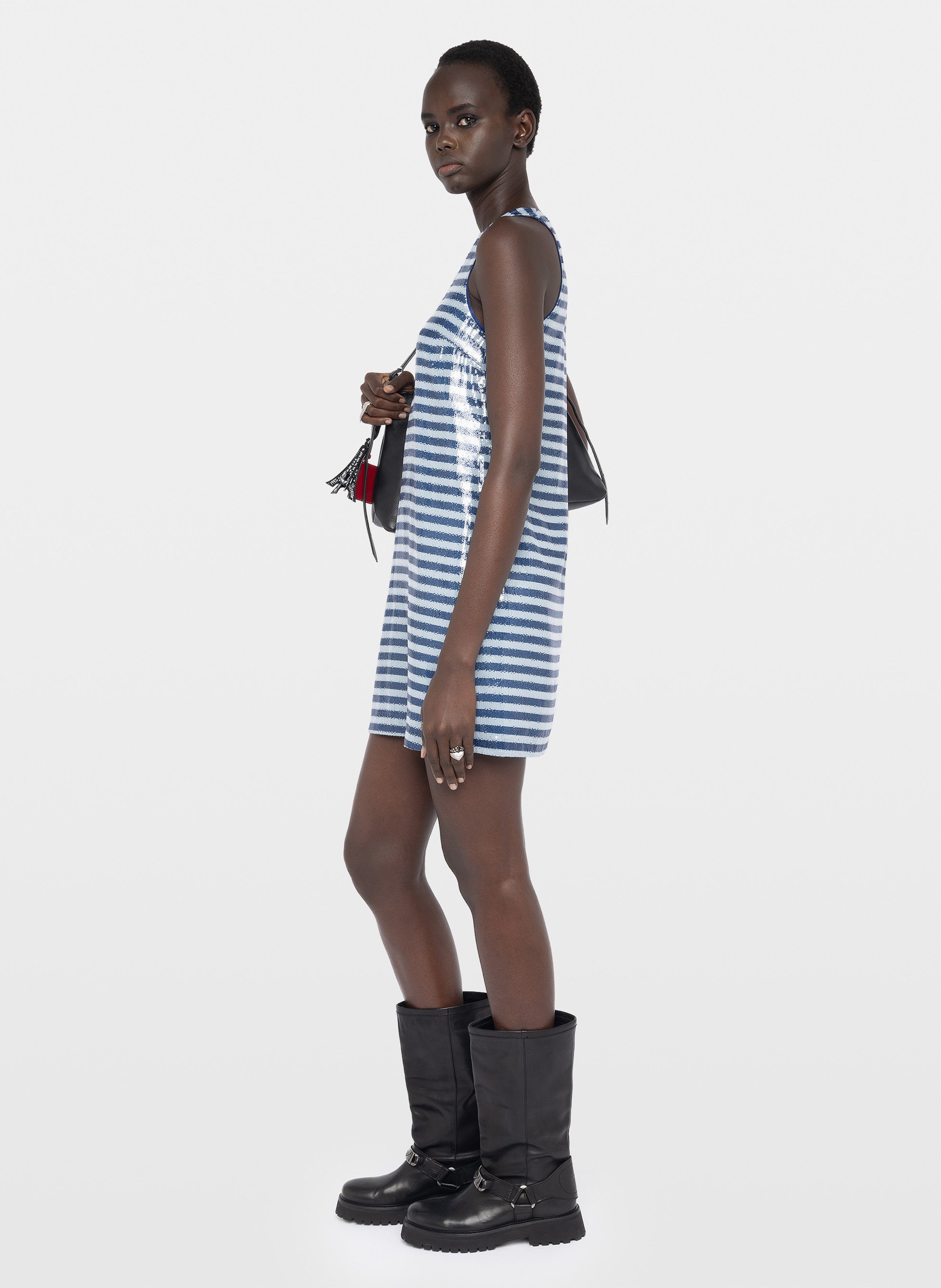 Kurzes gerade geschnittenes Paillettenkleid ZADIG&VOLTAIRE Blau