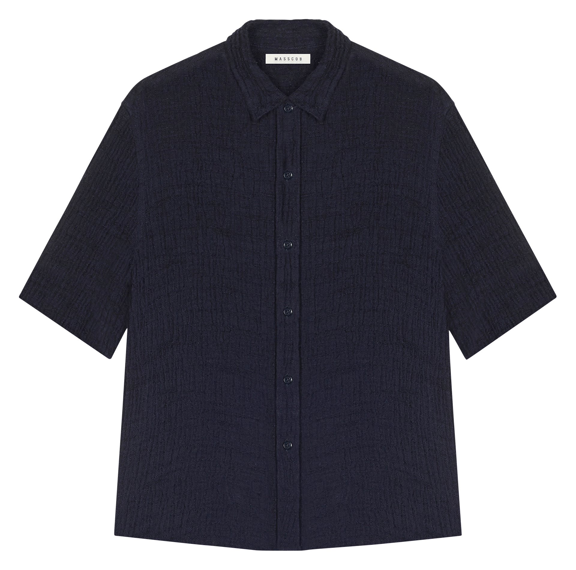Chemise droite texturée en lin mélangé MASSCOB Bleu