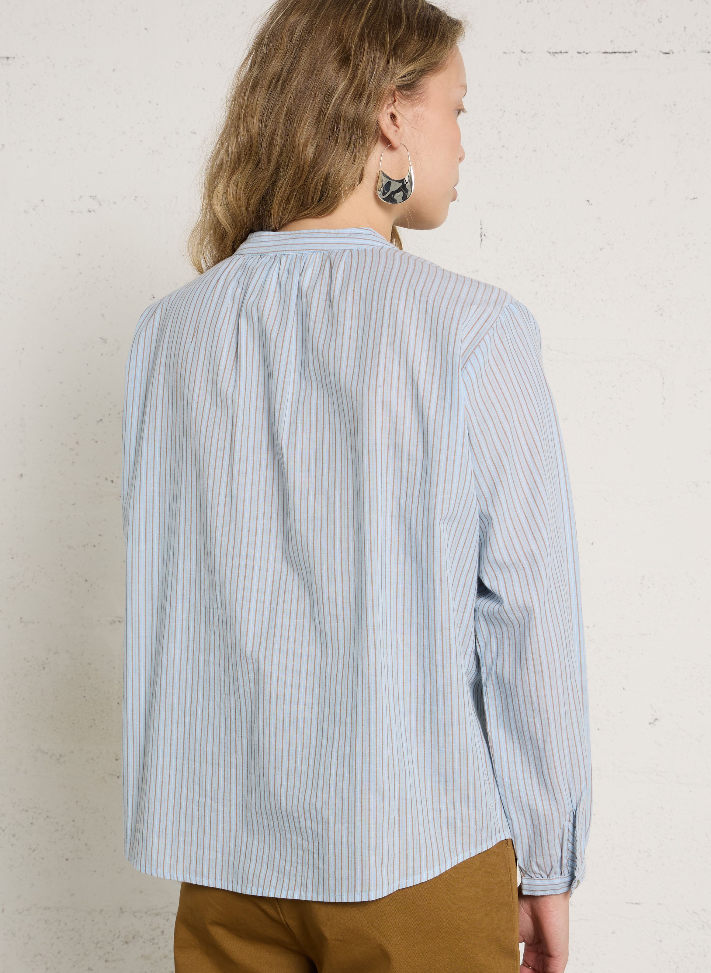 Chemise col rond en coton bio LEON & HARPER Bleu