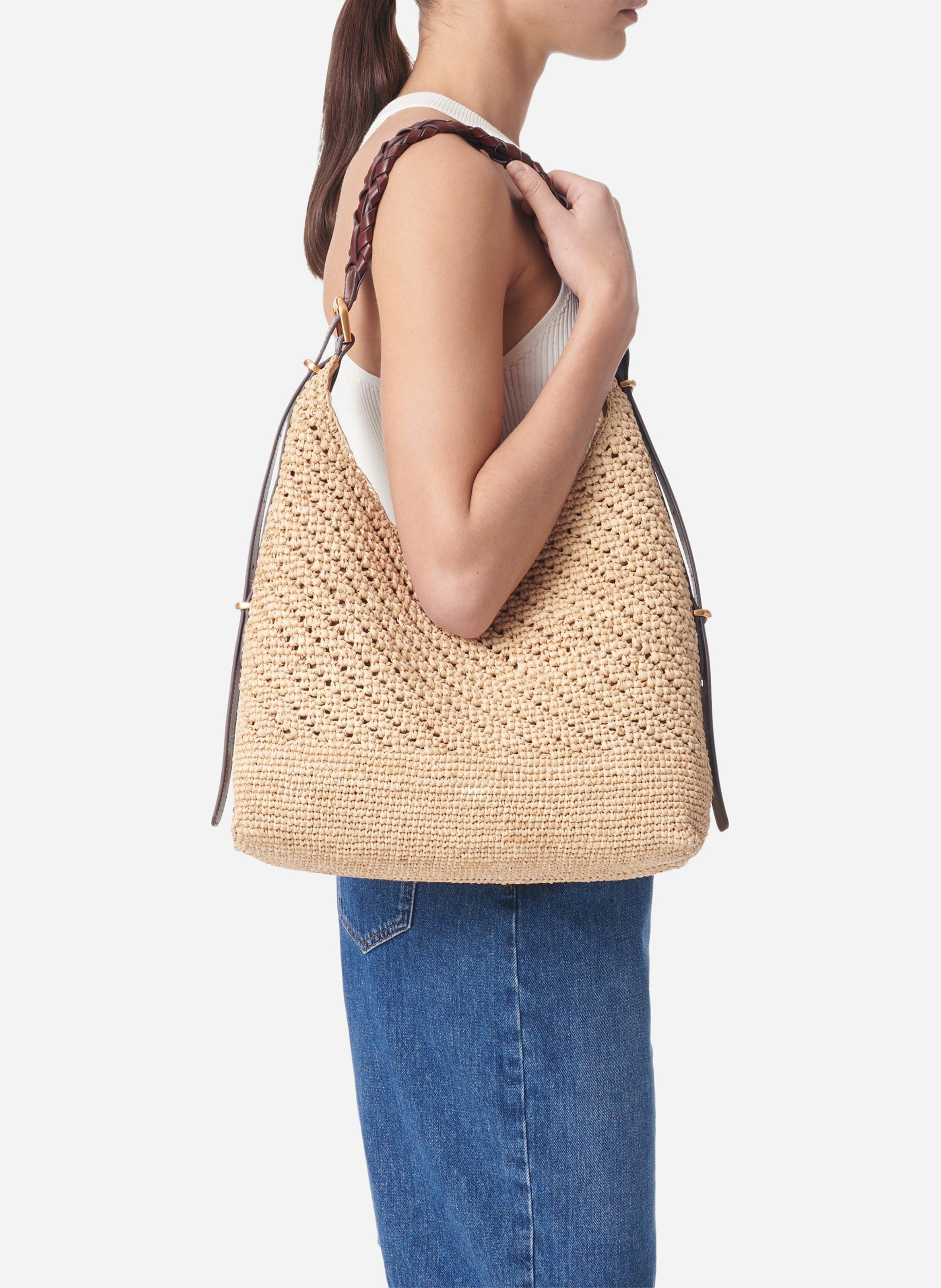 Sac hobo en raphia VANESSA BRUNO Beige