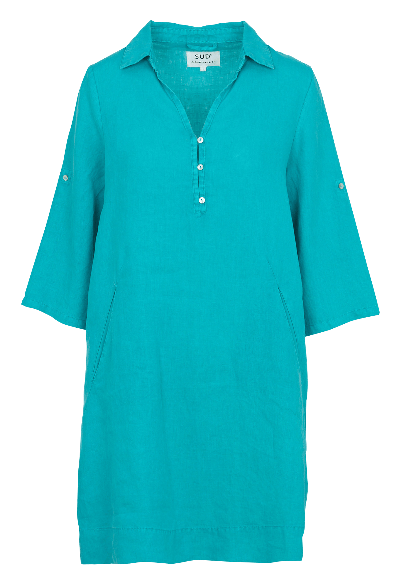 Robe midi col V en lin SUD EXPRESS