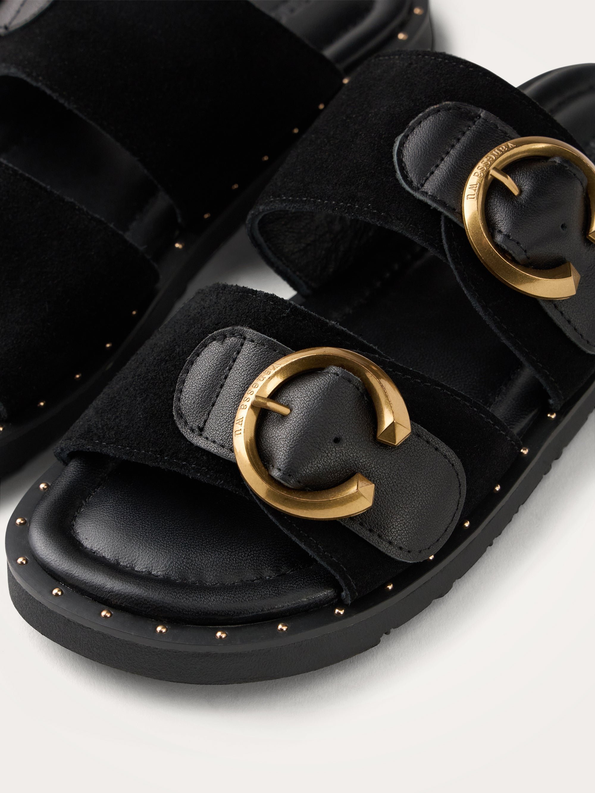 Leather and suede strap mules VANESSA WU Black