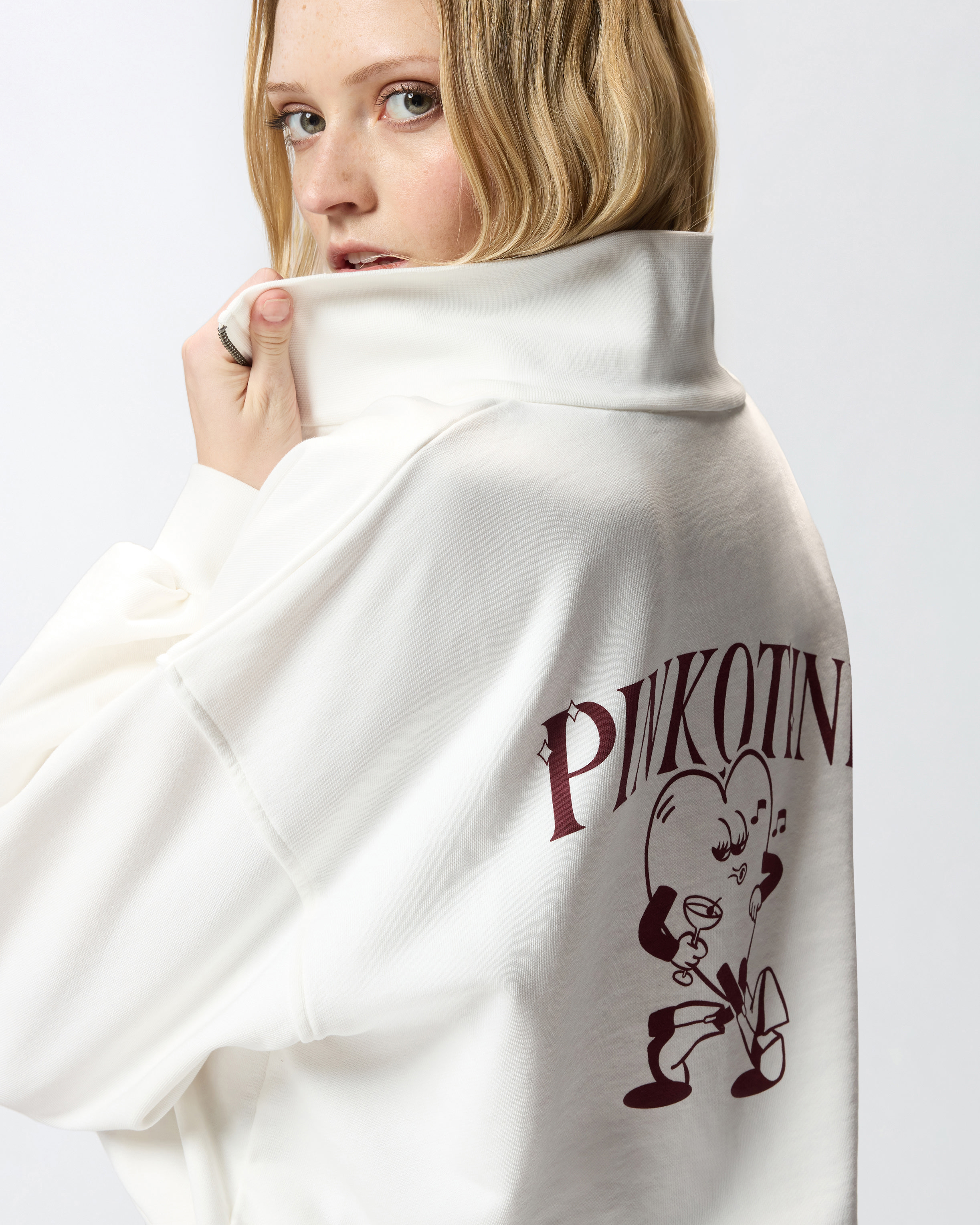 Sweat-shirt avec imprimé cœur et pinkotini PINKO Blanc