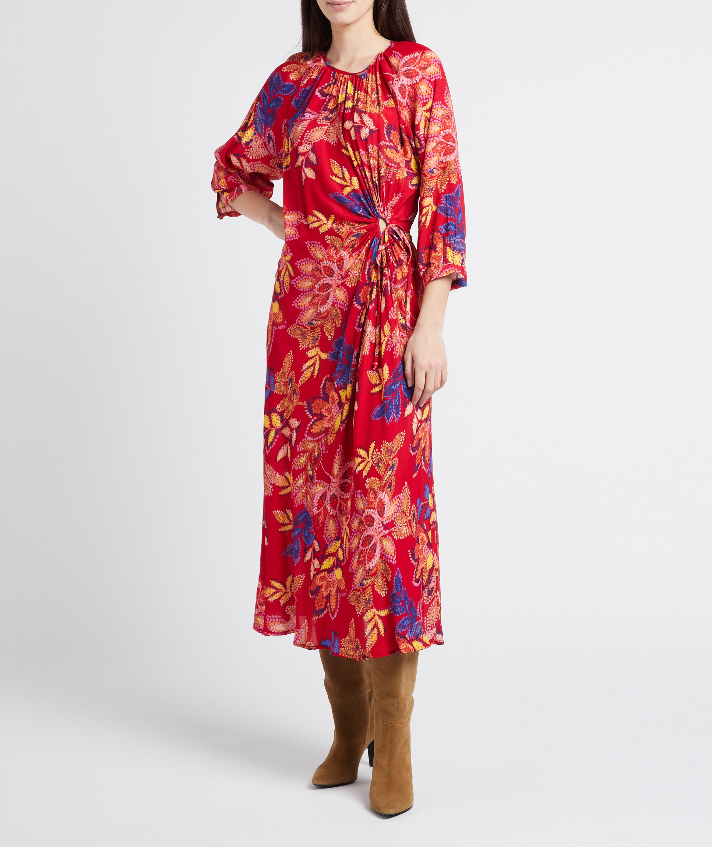 Round-neck printed midi dress LA PETITE ETOILE Red