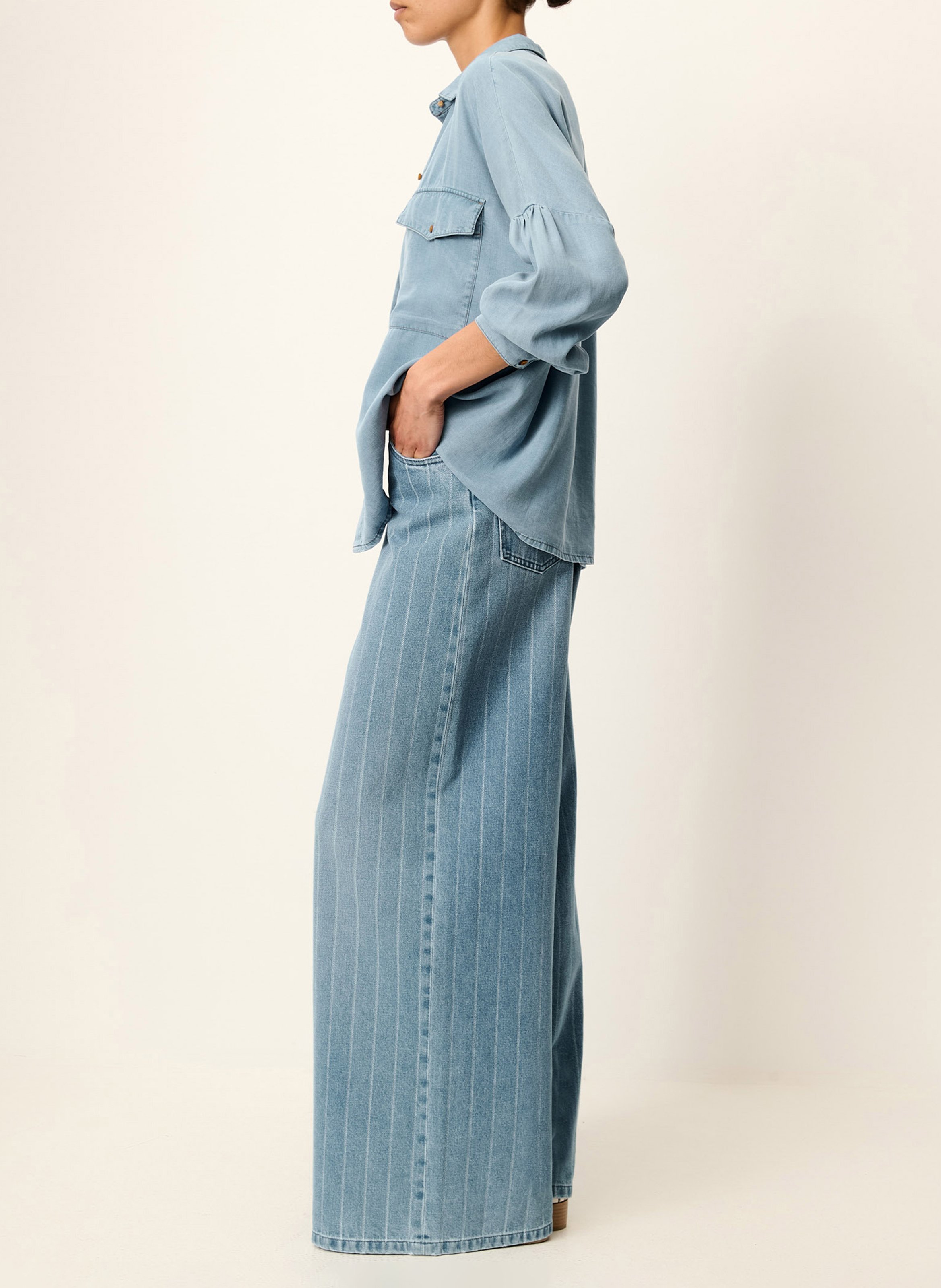 Bluse aus Lyocell mit klassischem Kragen SESSUN Blau