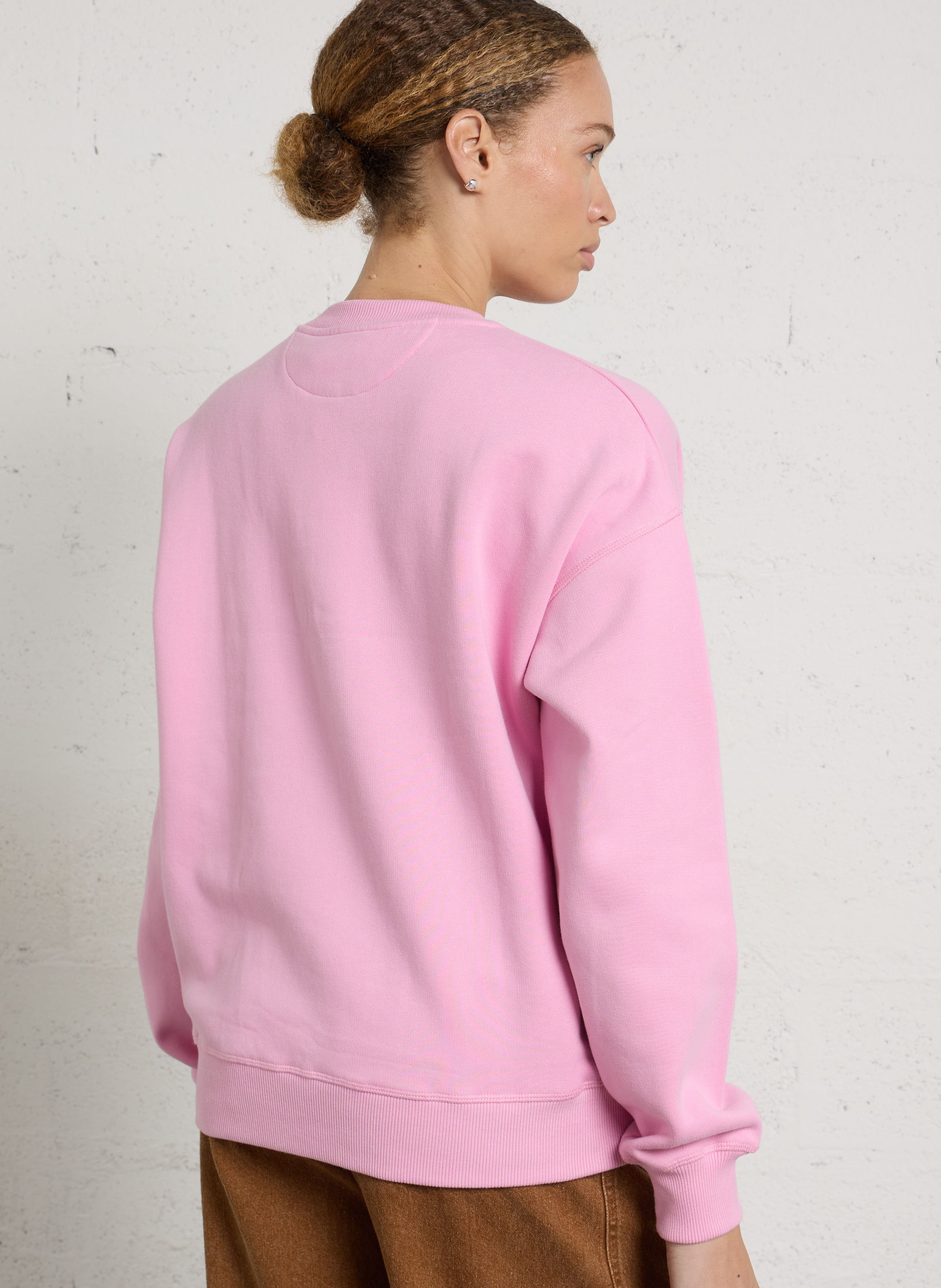 Weites Baumwoll-Sweatshirt mit Siebdruck THE NEW SOCIETY Violett