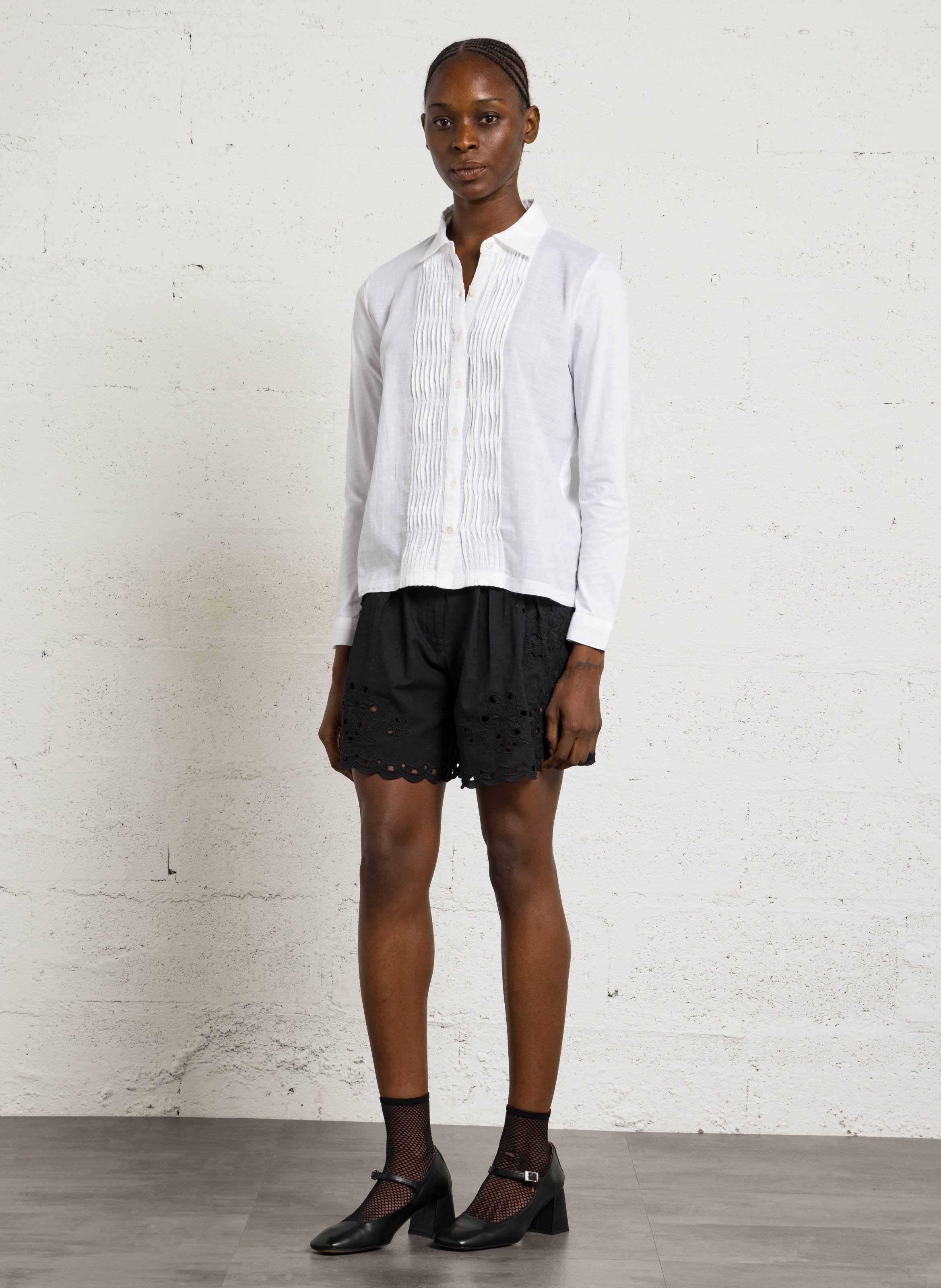 Geplooide katoenen blouse NICE THINGS Wit