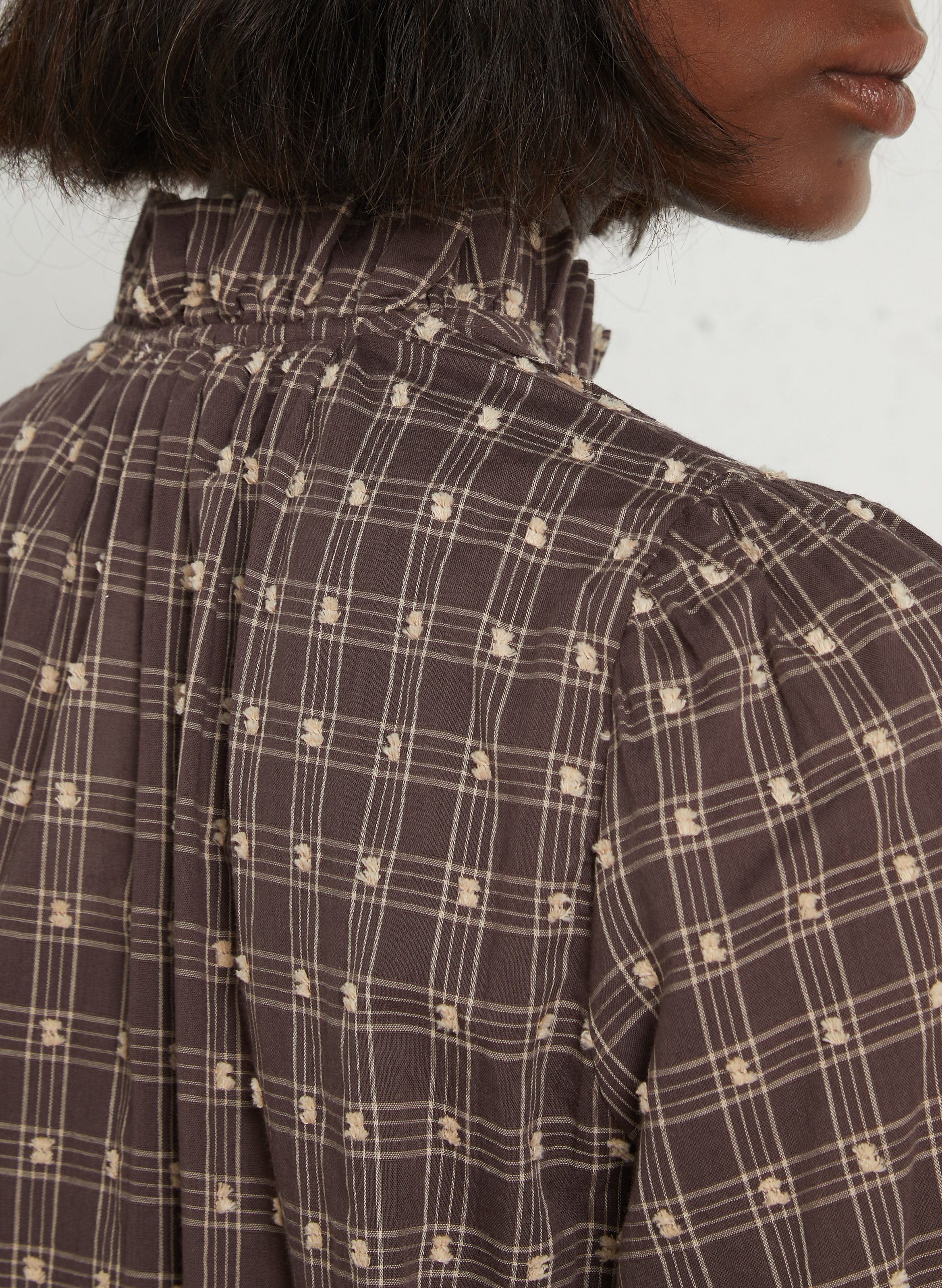 Bluse mit Volantkragen aus Baumwolle THE KORNER Braun