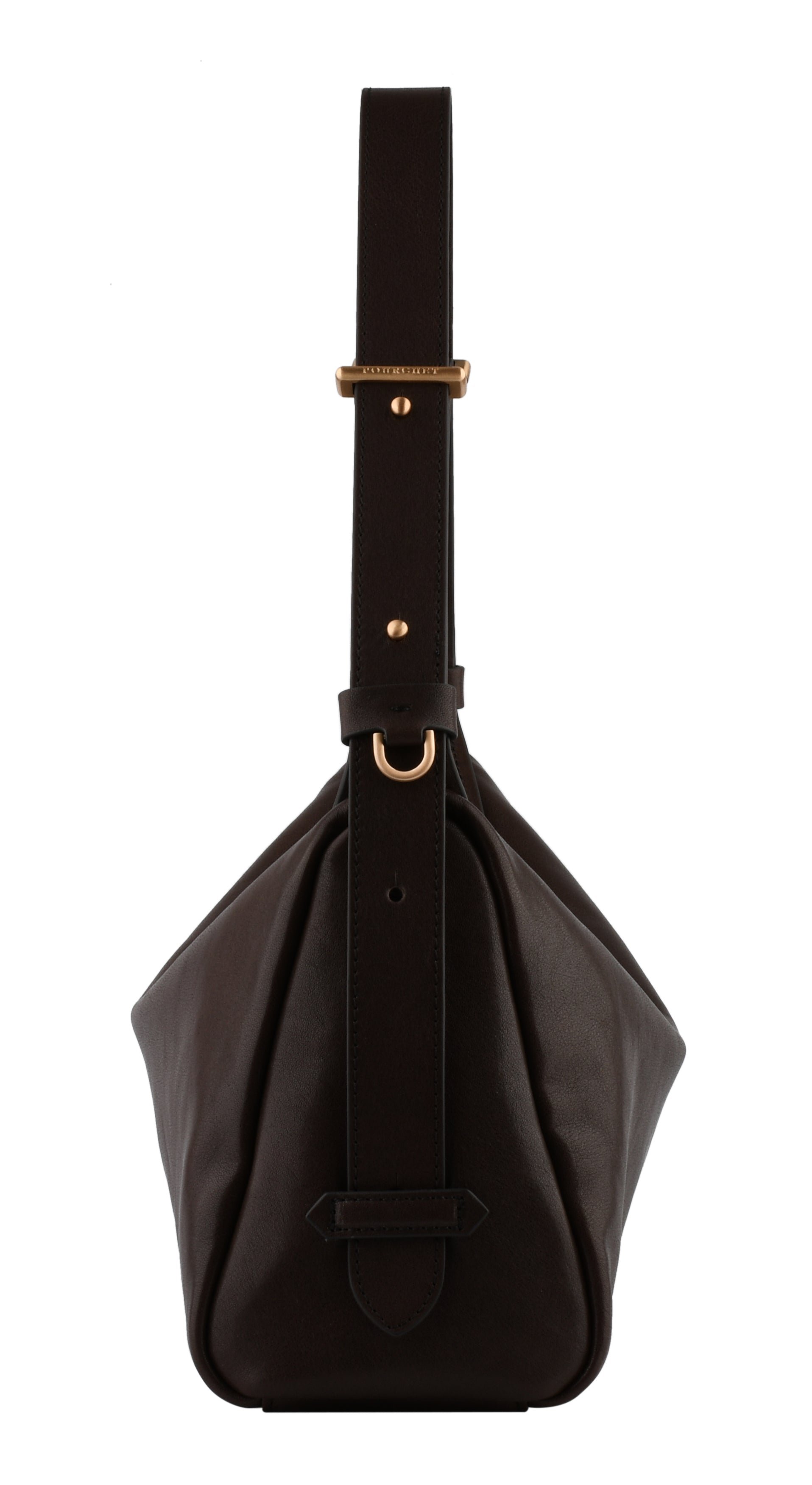 Shoulder bag in cowhide leather with aged leather effect | Brown POURCHET Women