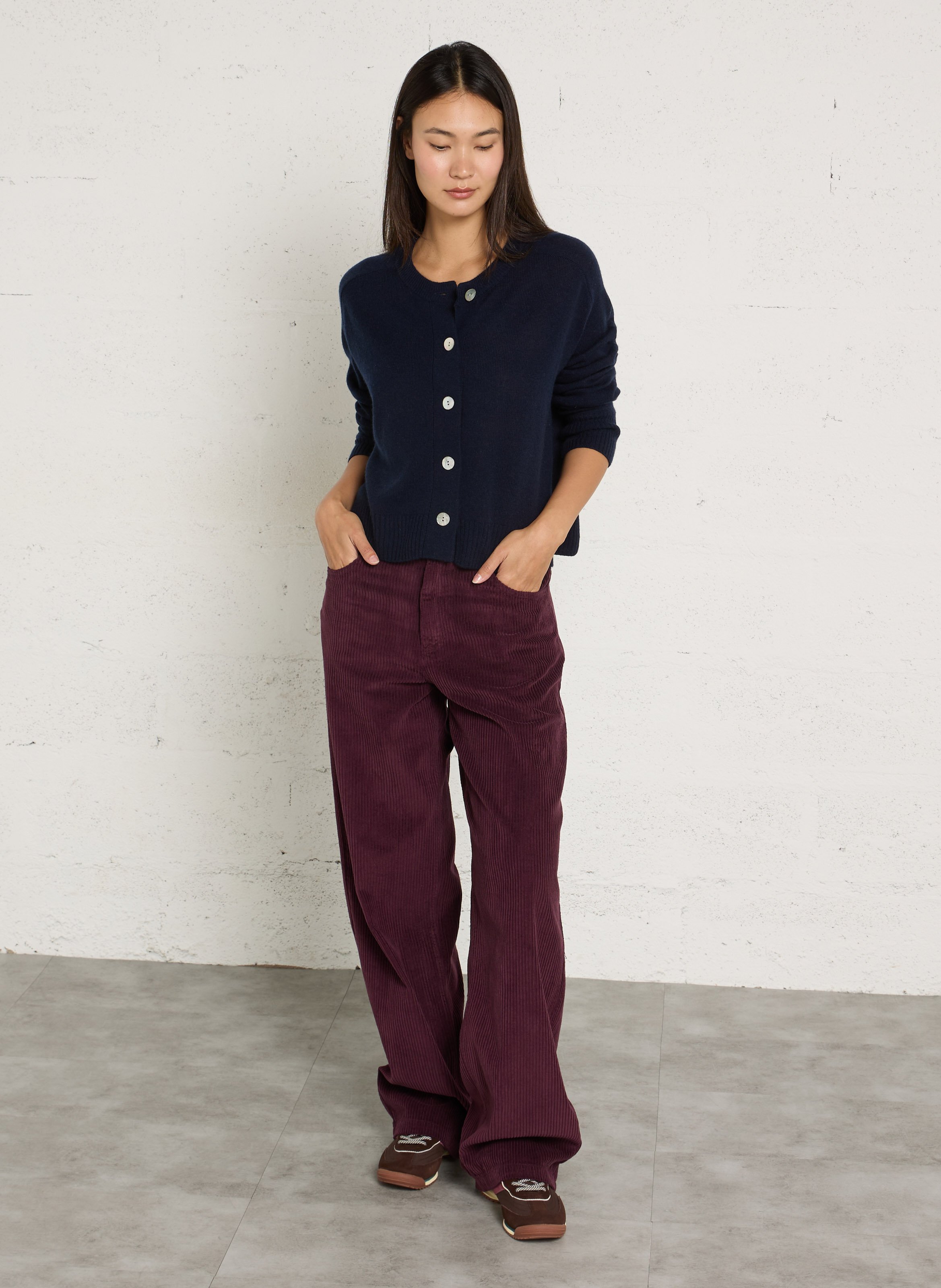 Straight-leg ribbed cotton pants THE NEW SOCIETY Red