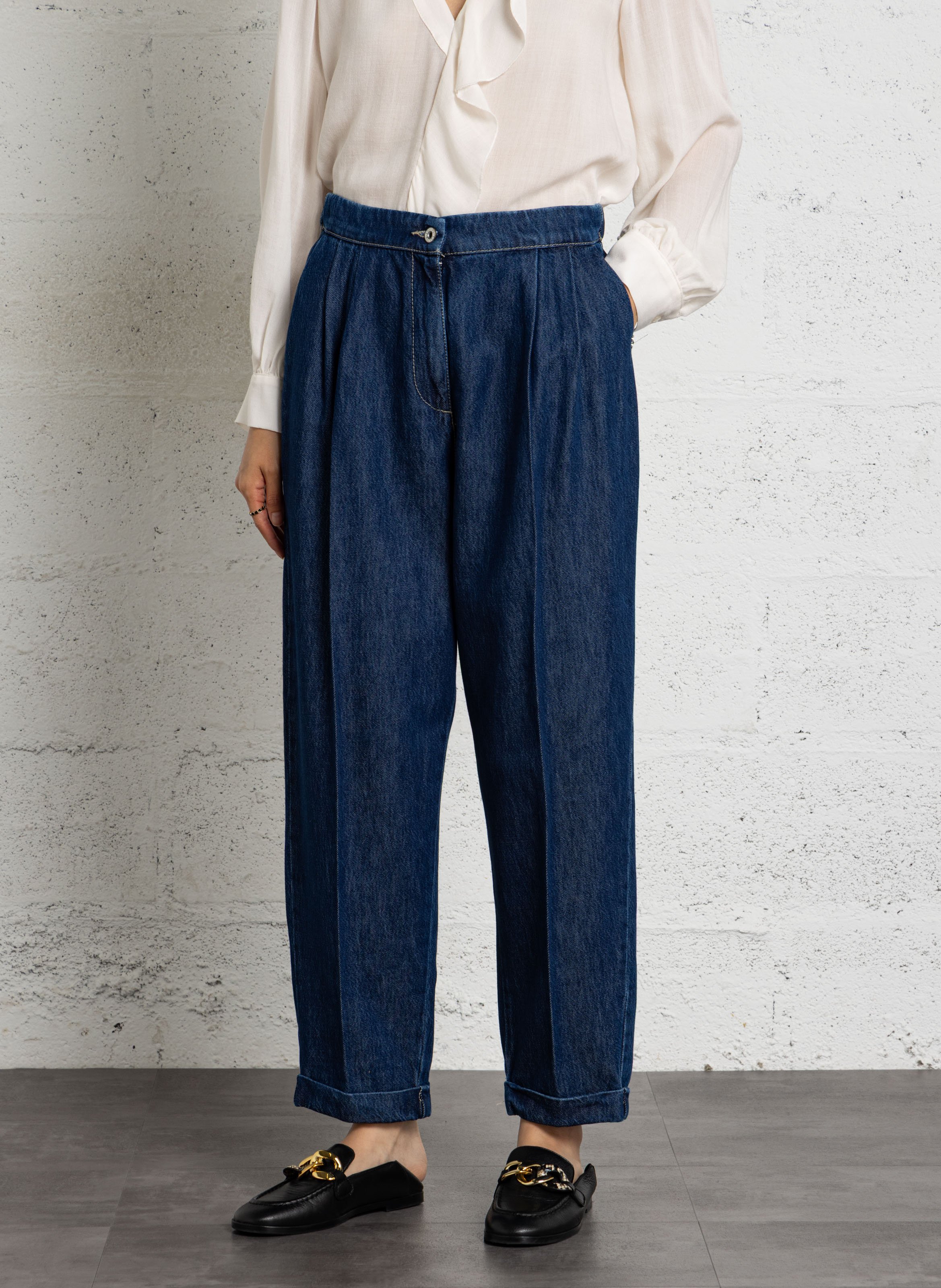 Weite Jeans aus Baumwoll-Mix PLEASE Blau