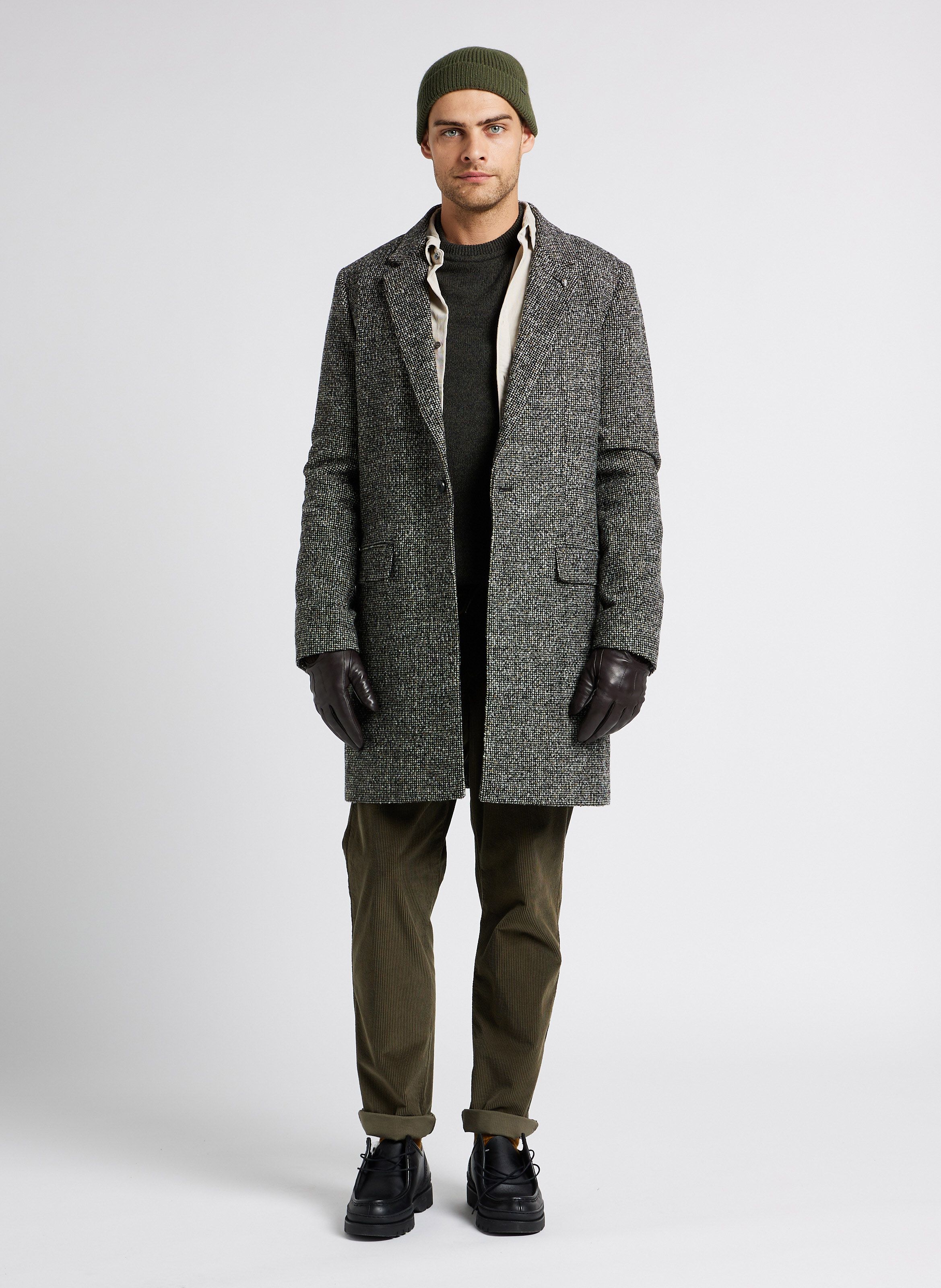 Manteau droit en jacquard Gris