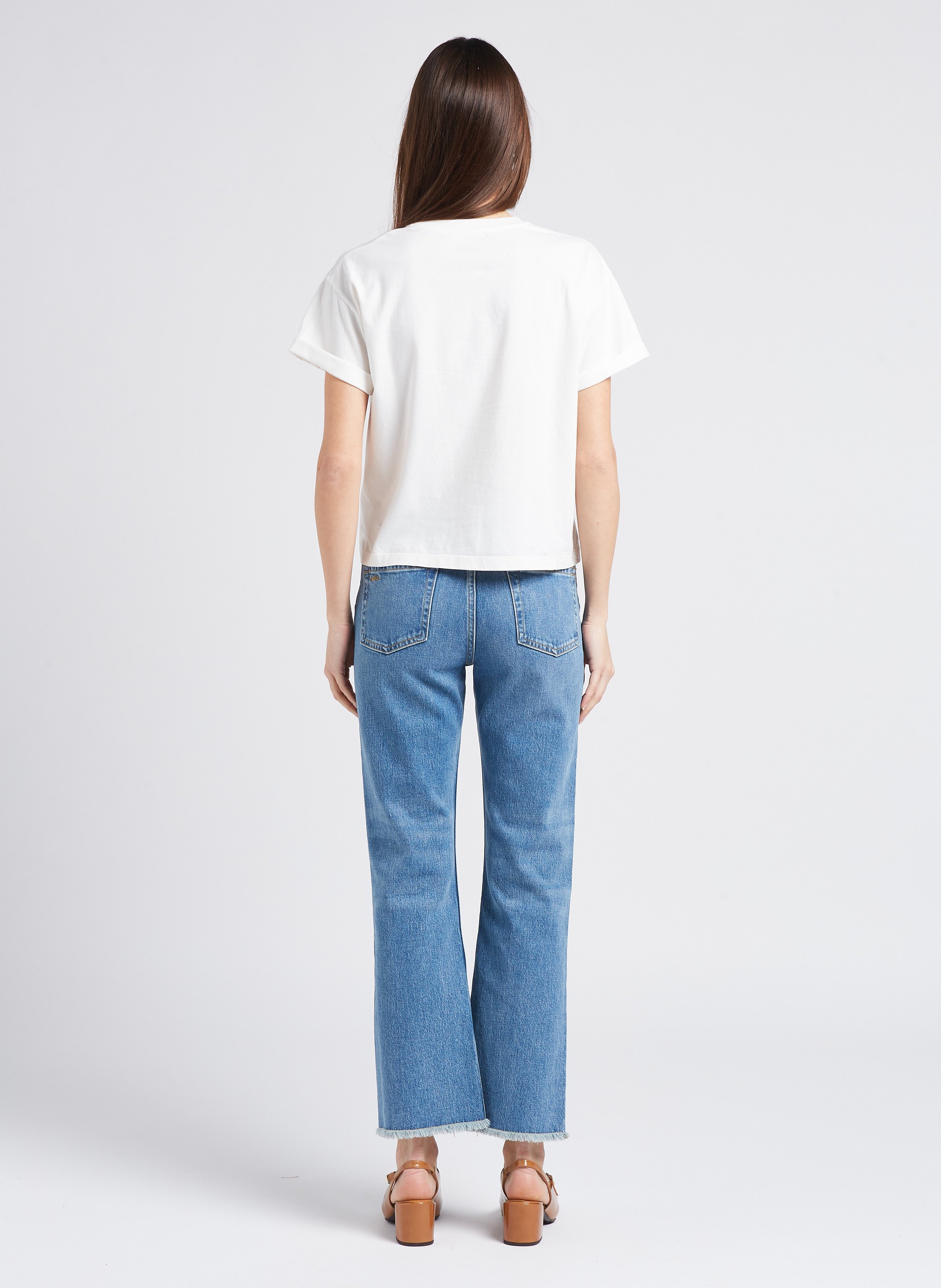 Straight cotton round-neck T-shirt BA&SH Beige