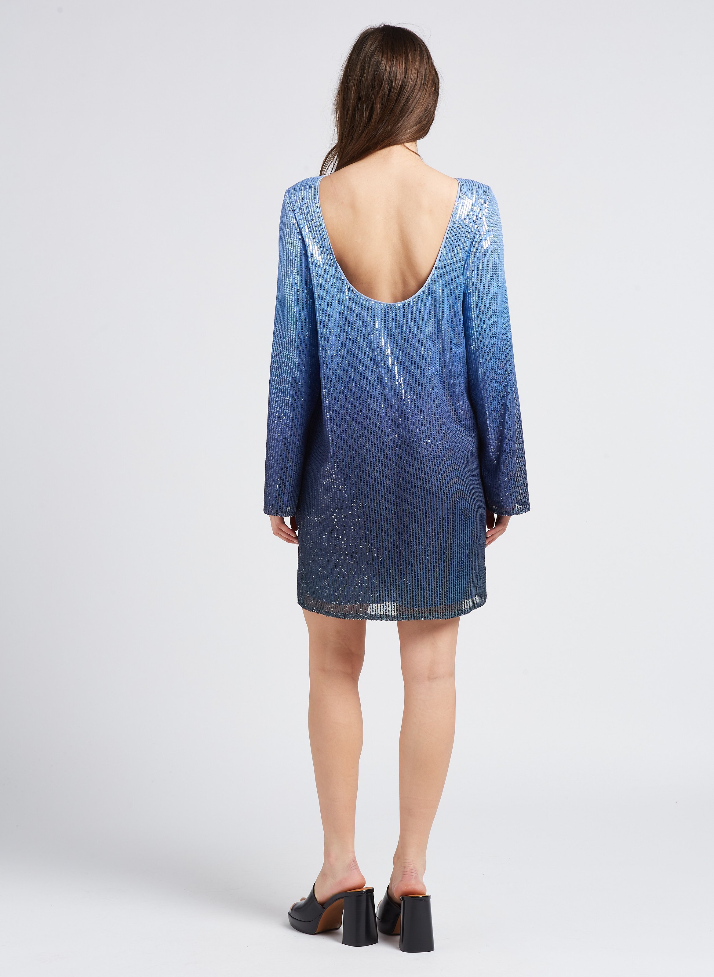 Short backless glittery dress SAMSOE SAMSOE Blue