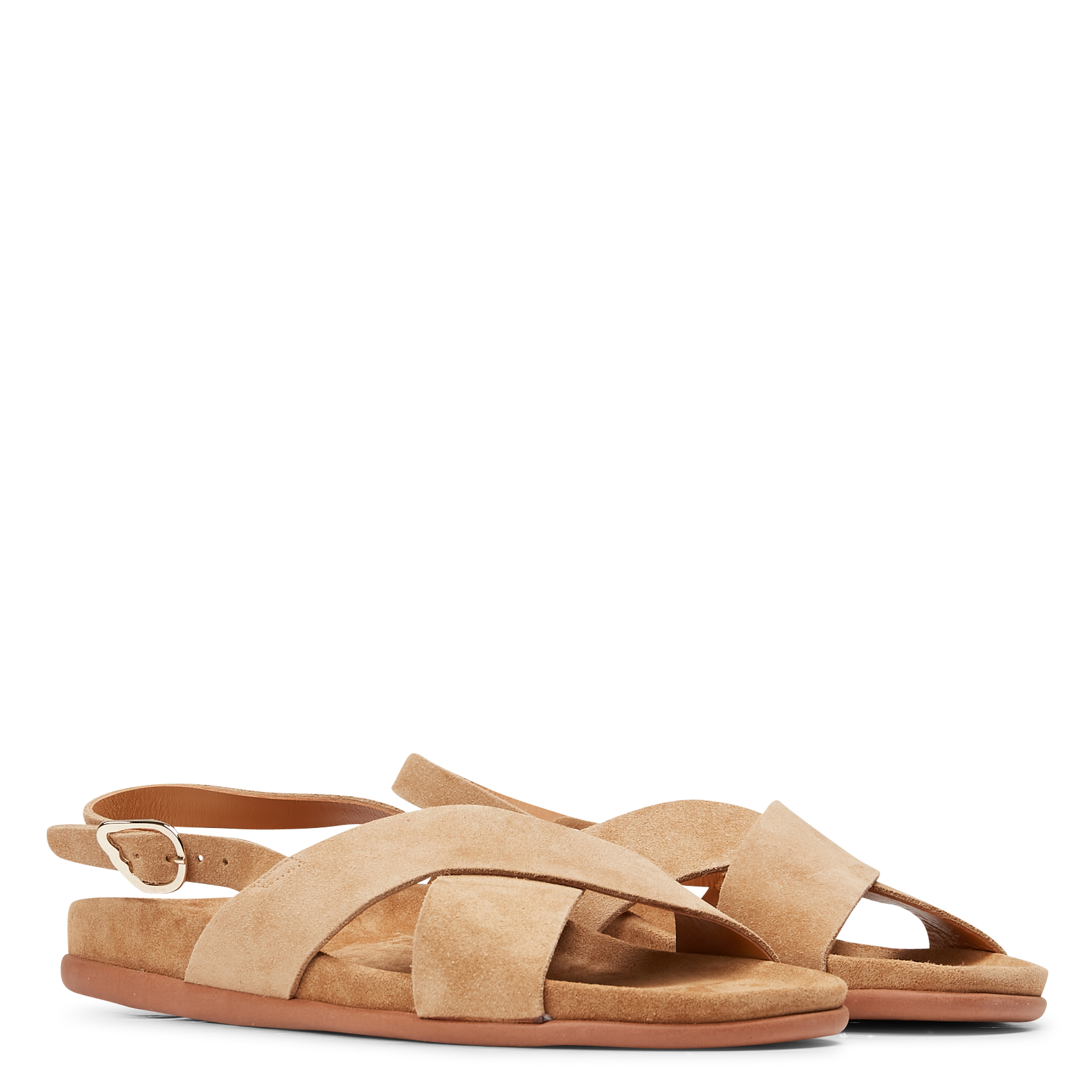 Sandales plates en cuir velours ANCIENT GREEK SANDALS Marron