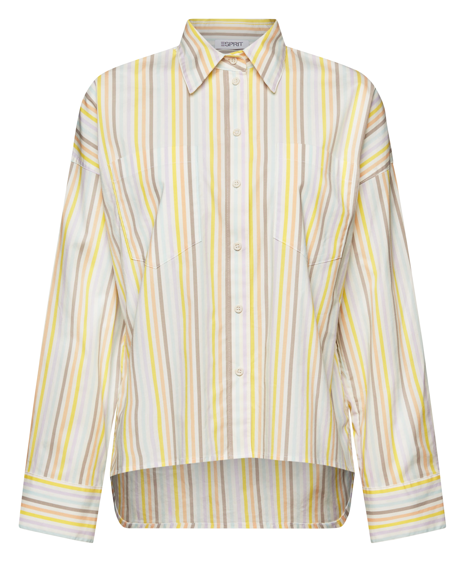 Chemise oversize col classique en coton mélangé rayé ESPRIT Blanc