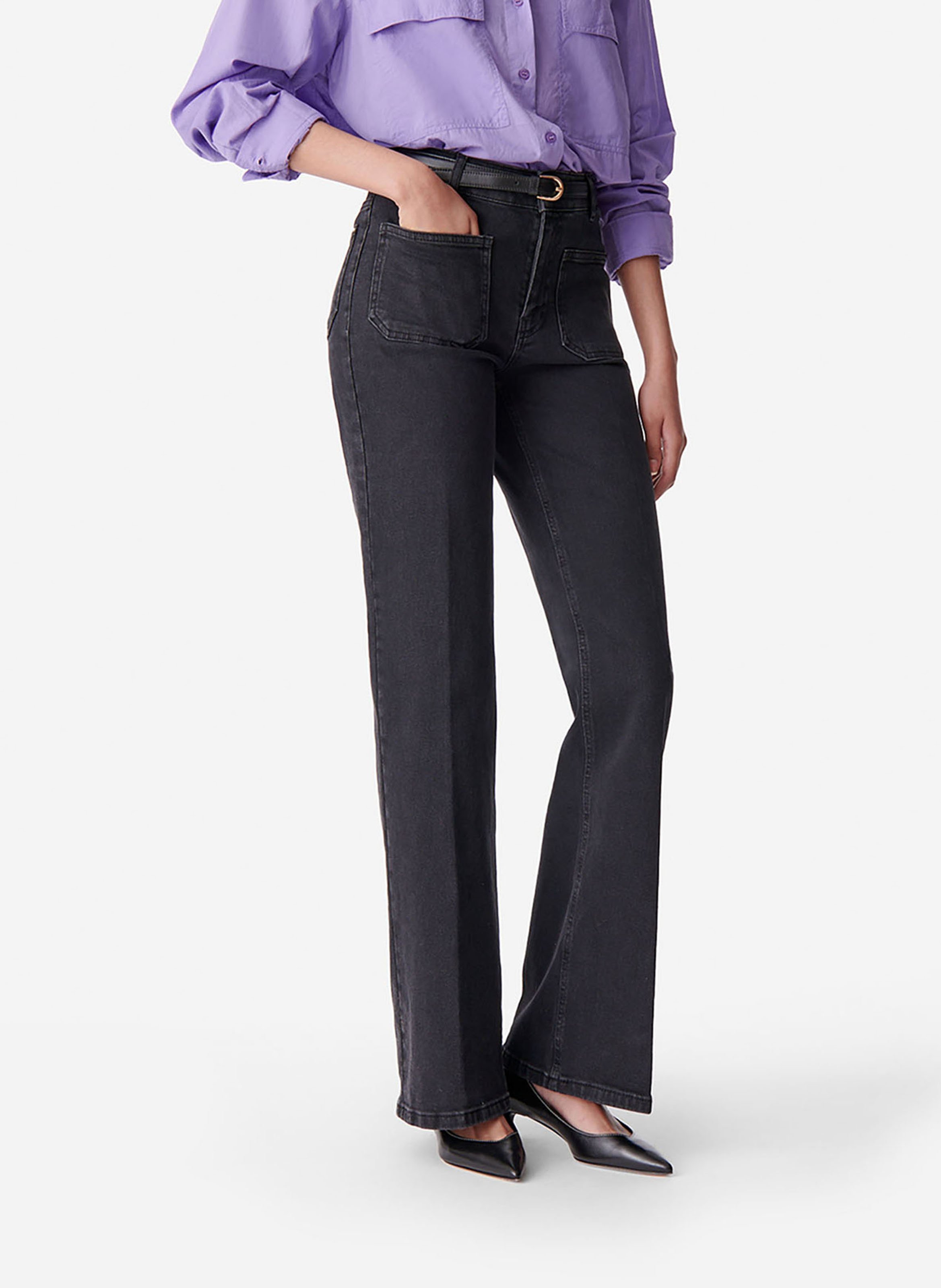 Rechte jeans met hoge taille - katoenblend VANESSA BRUNO Zwart