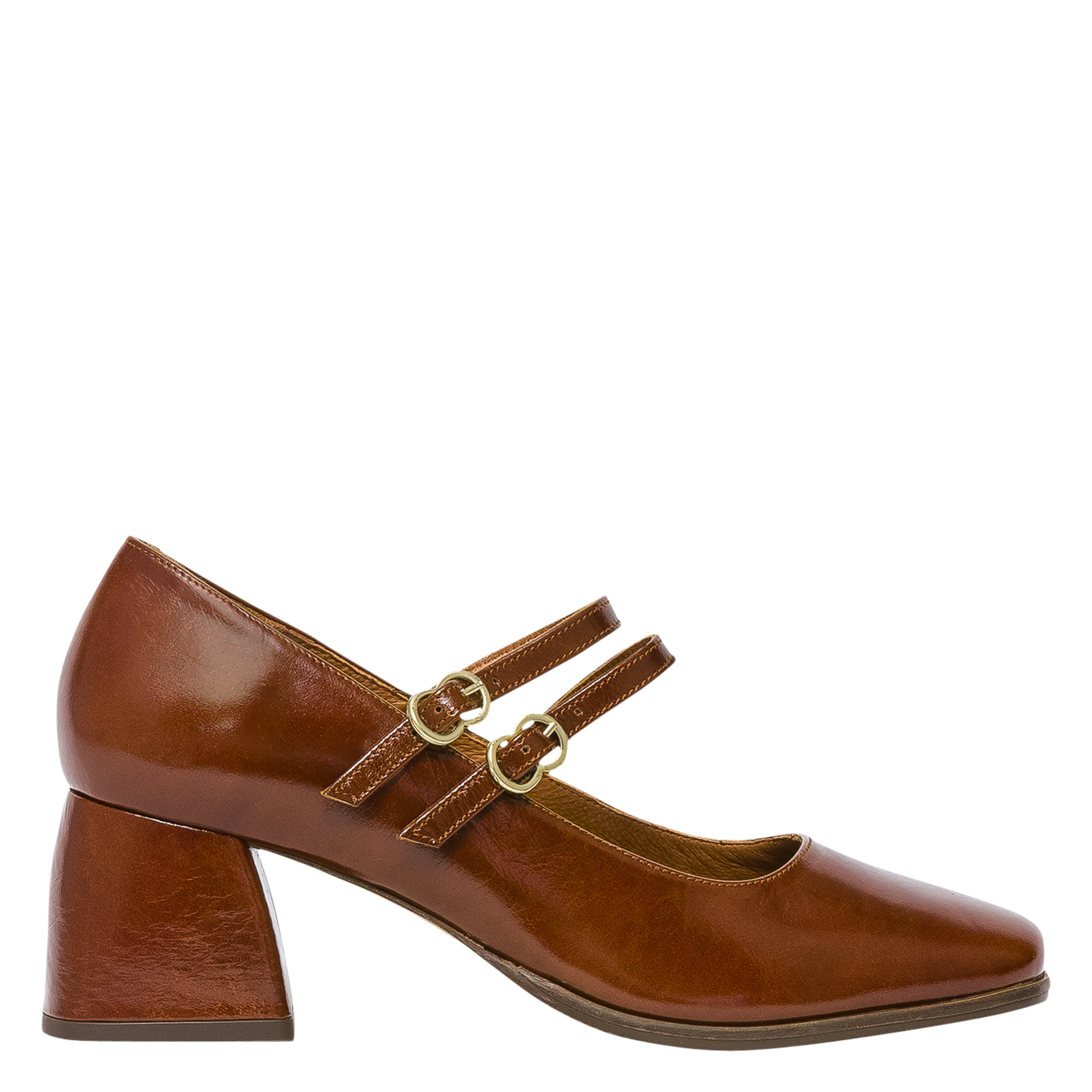 Heeled patent leather Mary Janes BOCAGE Brown