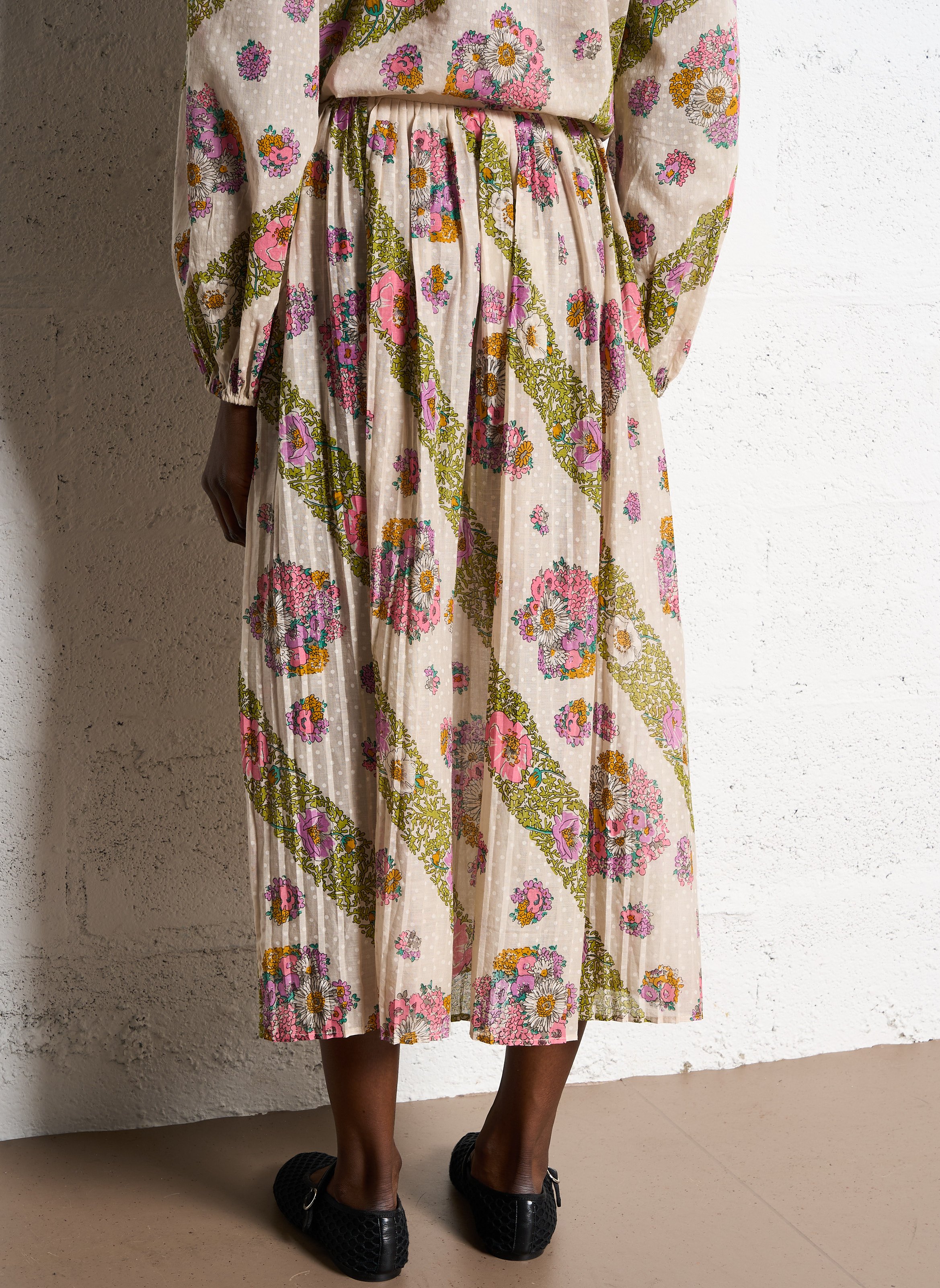 Jupe plissée imprimée en coton ANTIK BATIK Multicolore